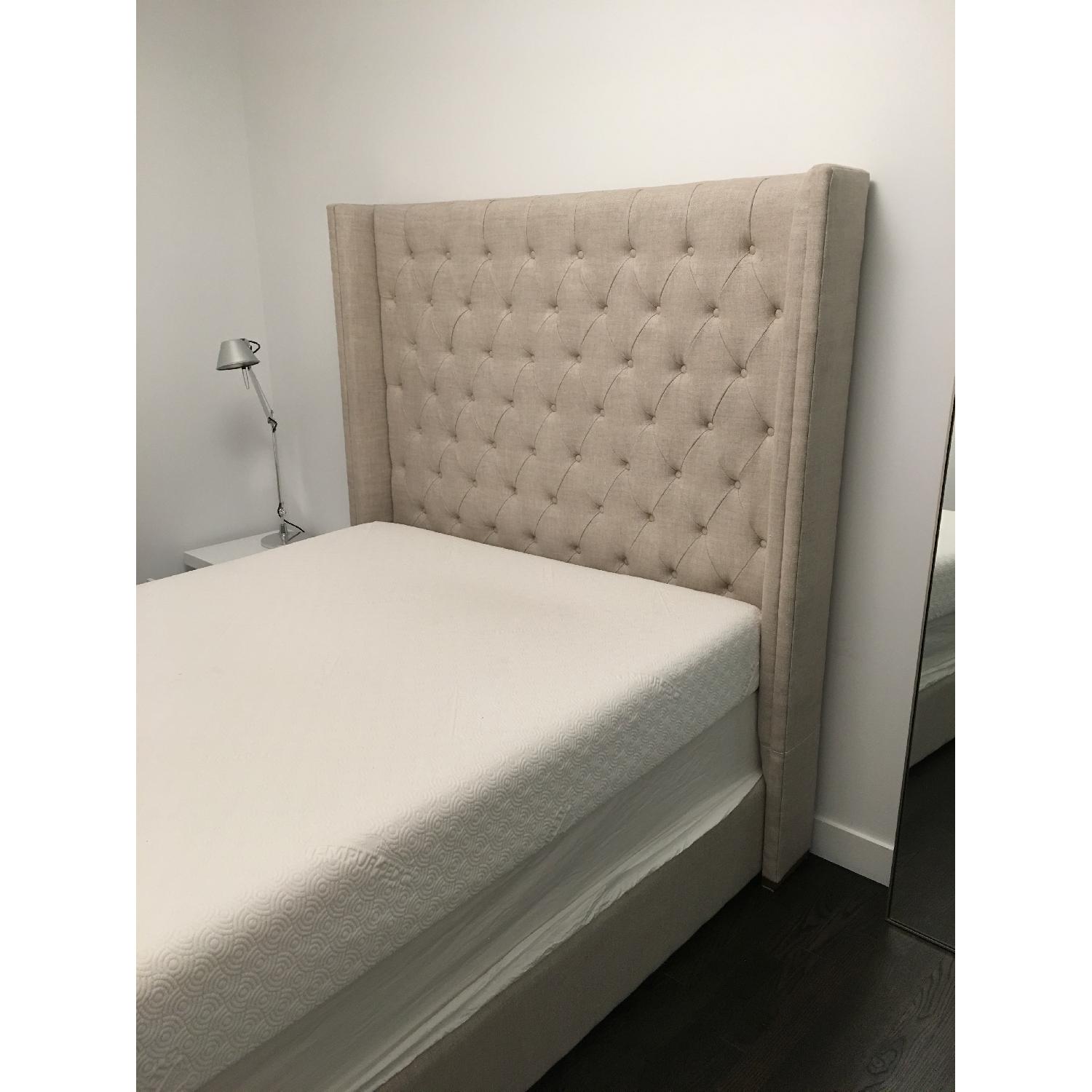 Queen Size Restoration Hardware Adler Shelter Diamond-Tufted Fabric Bed - image-3
