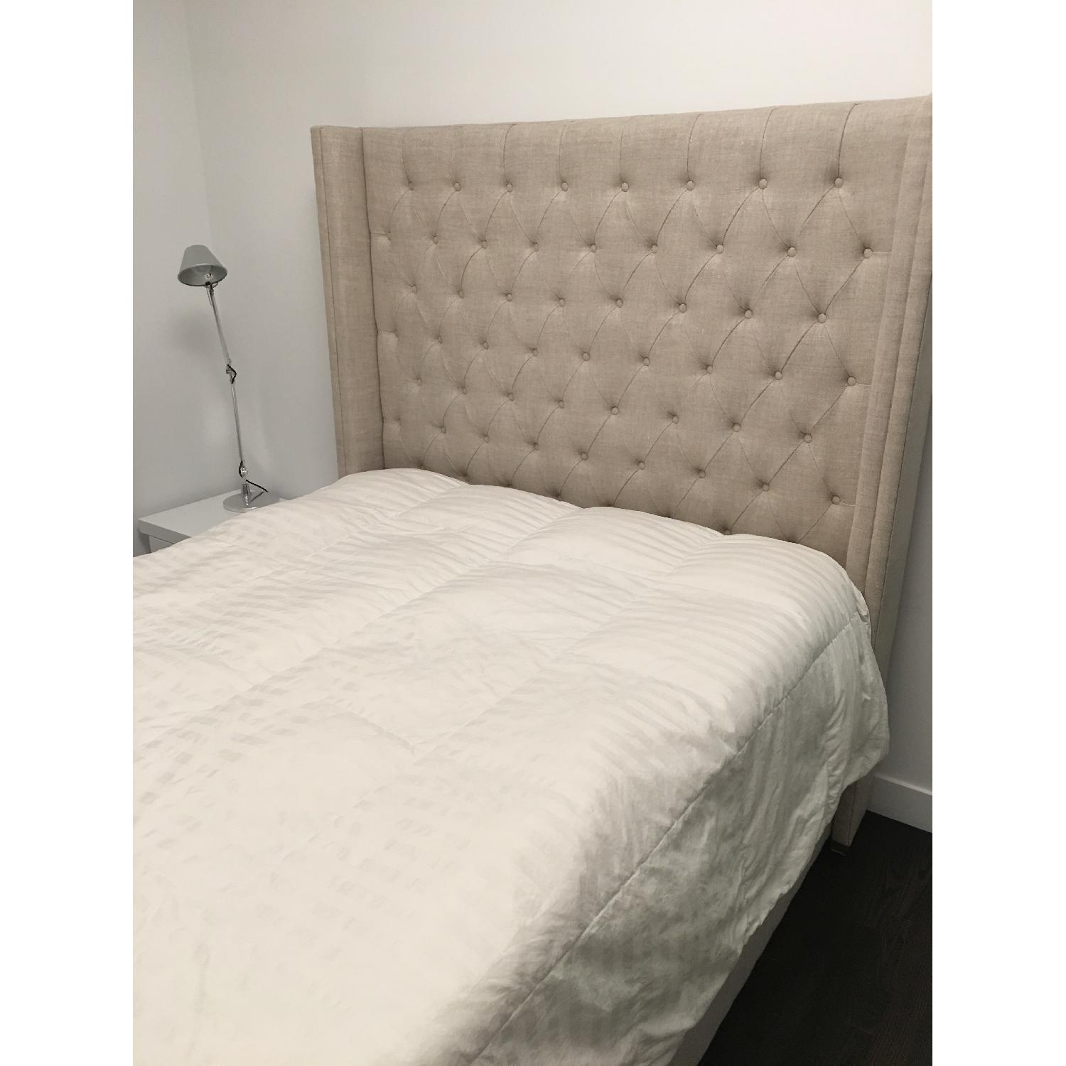 Queen Size Restoration Hardware Adler Shelter Diamond-Tufted Fabric Bed - image-4