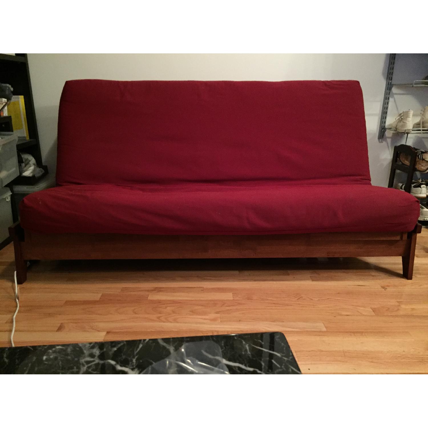 Strata Dillon Warm Cherry Full Wall Hugger Futon - image-1
