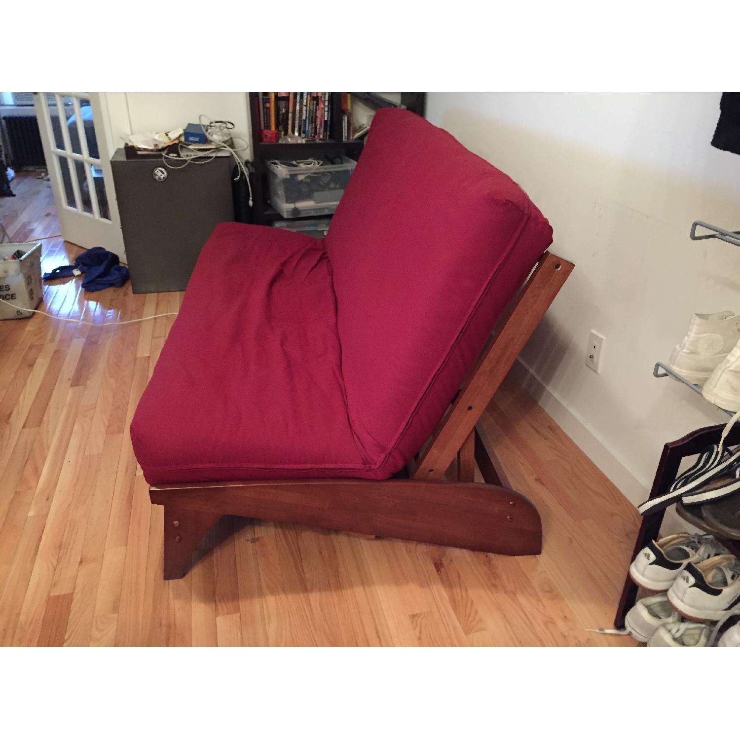 Strata Dillon Warm Cherry Full Wall Hugger Futon - image-3