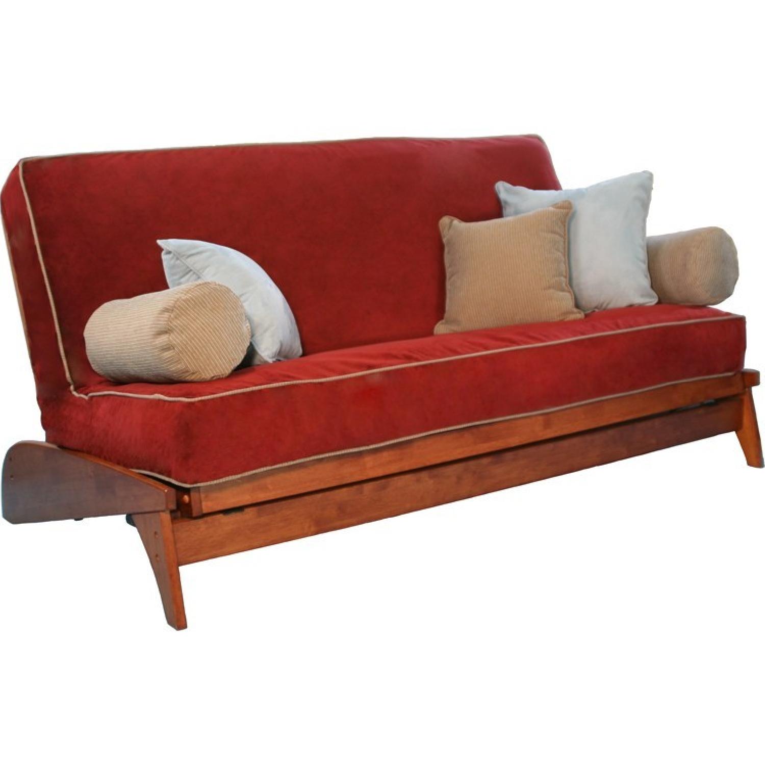 Strata Dillon Warm Cherry Full Wall Hugger Futon - image-4