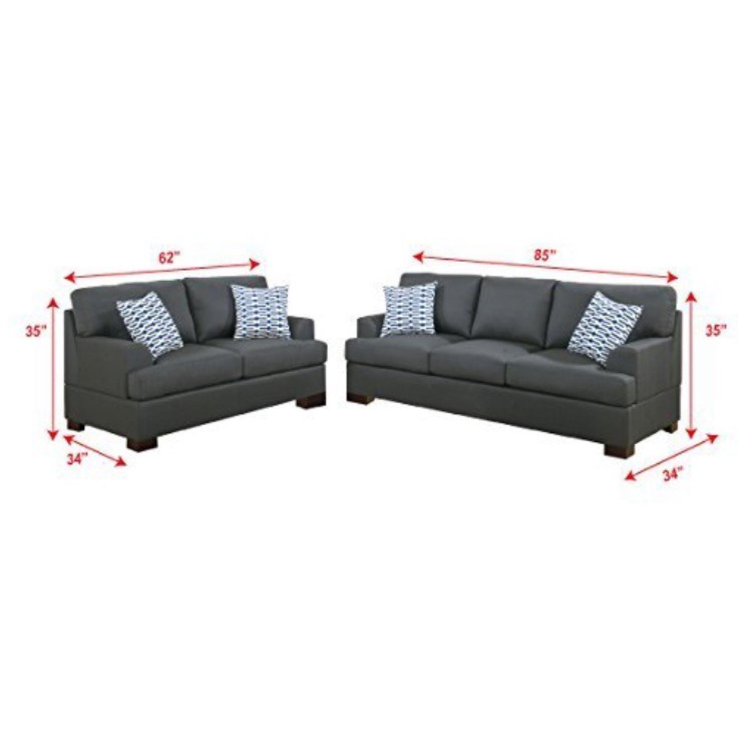 Poundex Bobkona Montega Sofa + Loveseat Set in Slate Black - image-2