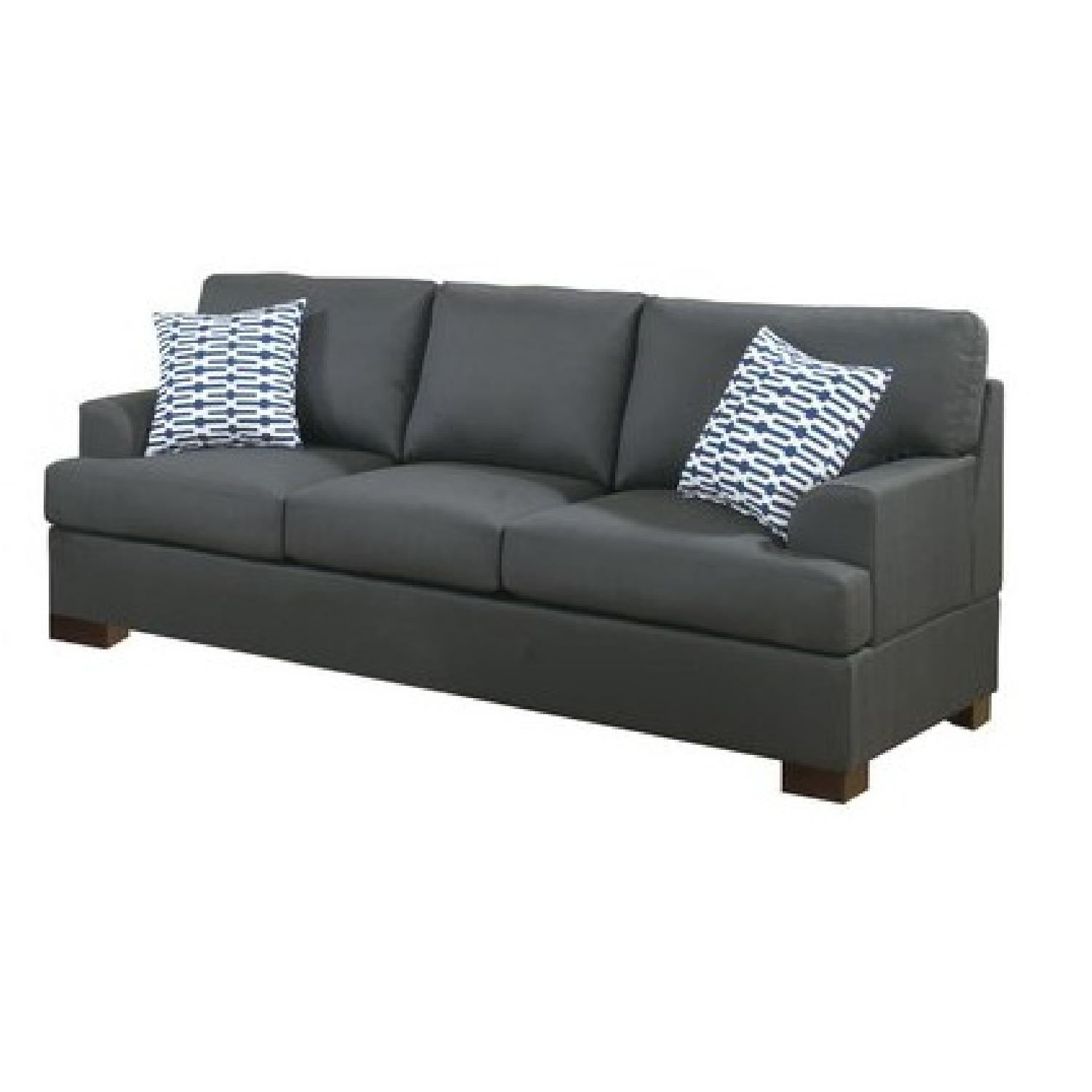 Poundex Bobkona Montega Sofa + Loveseat Set in Slate Black - image-3
