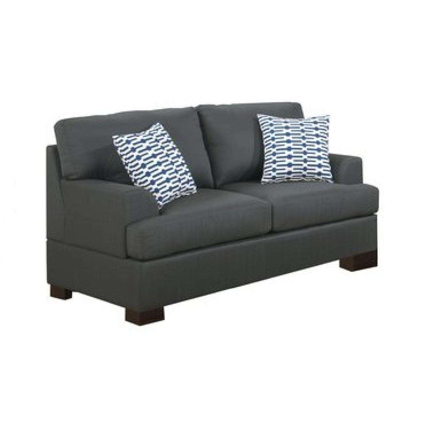 Poundex Bobkona Montega Sofa + Loveseat Set in Slate Black - image-4