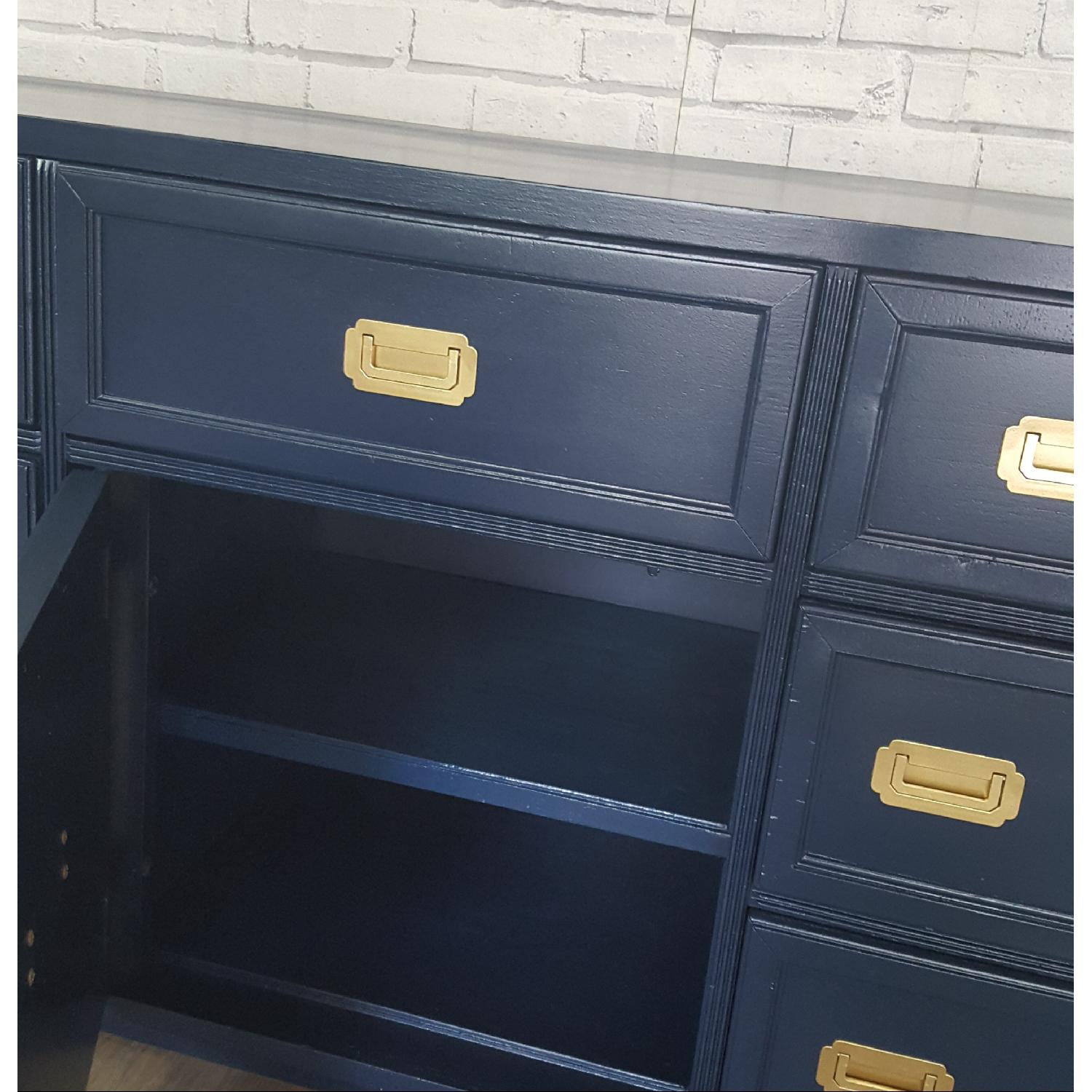 Vintage Mid Century Modern Navy Blue Campaign Dresser - image-1