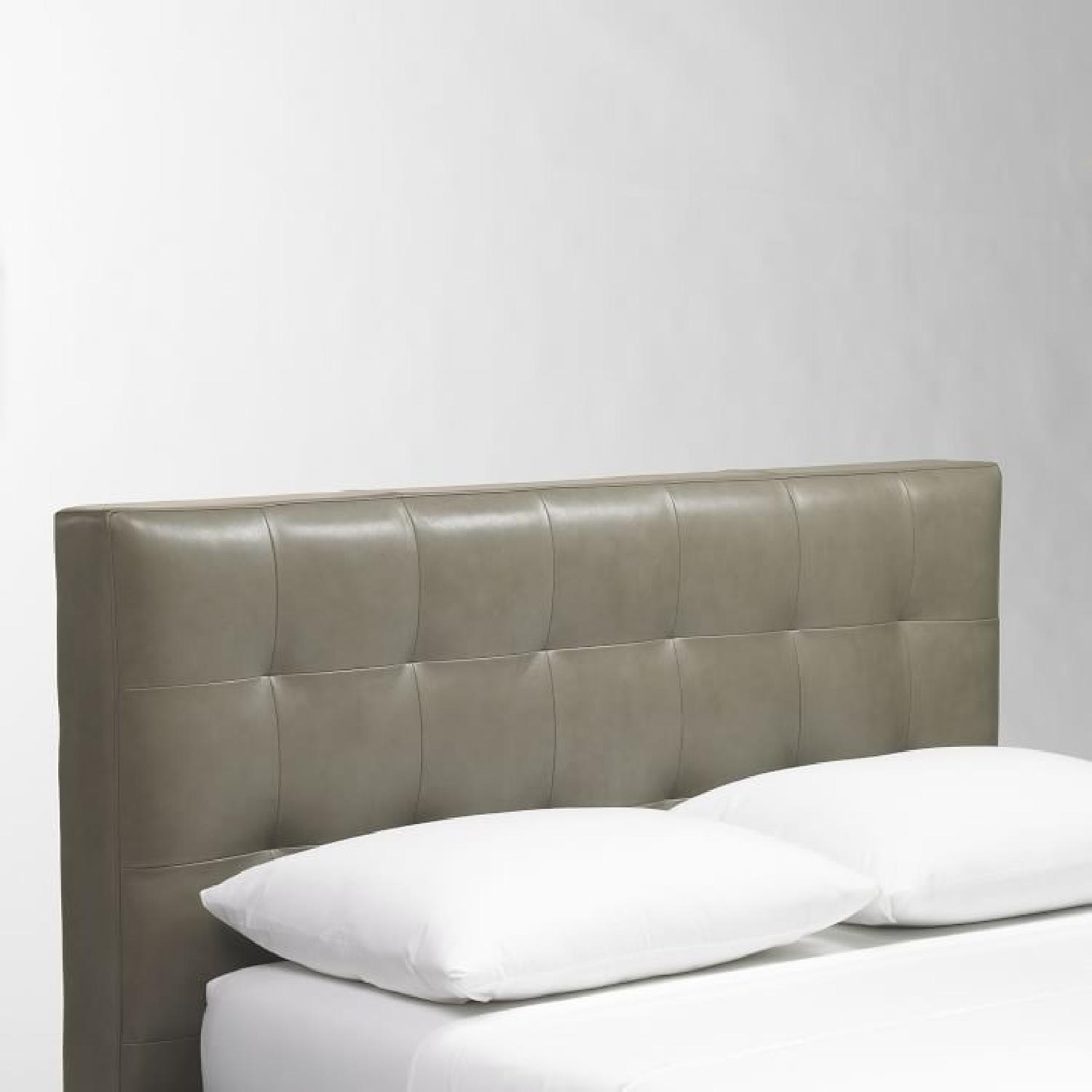 West Elm Low Leather Grid-Tufted Headboard - image-1