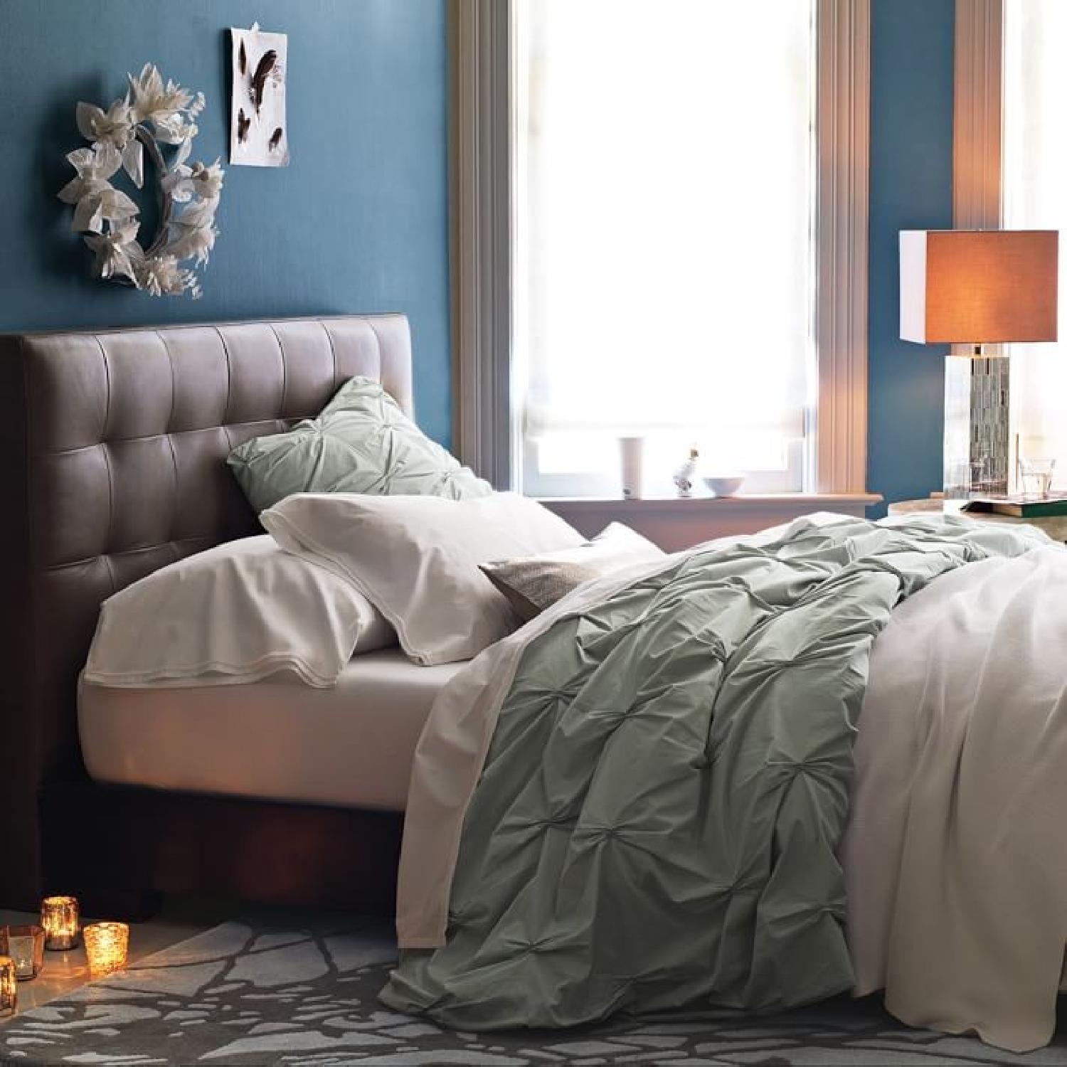 West Elm Low Leather Grid-Tufted Headboard - image-2