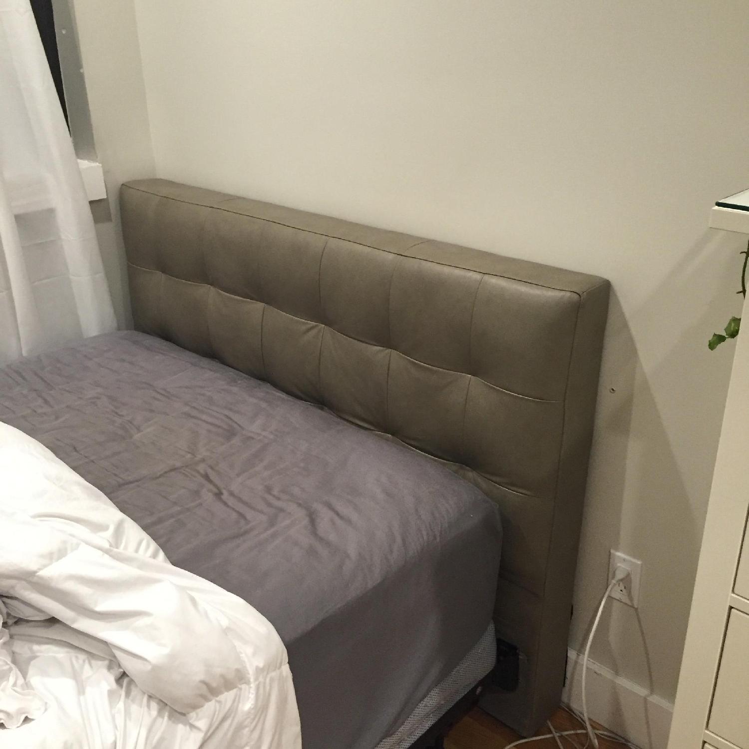 West Elm Low Leather Grid-Tufted Headboard - image-3