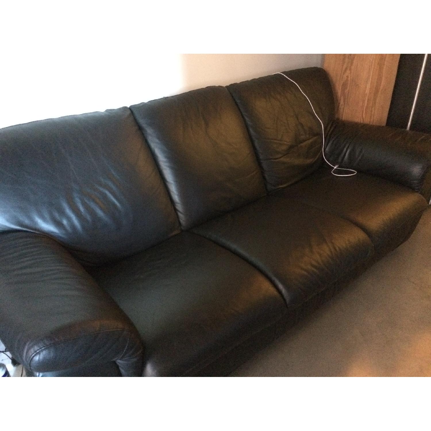 Black Leather 3 Seater Couch - image-2