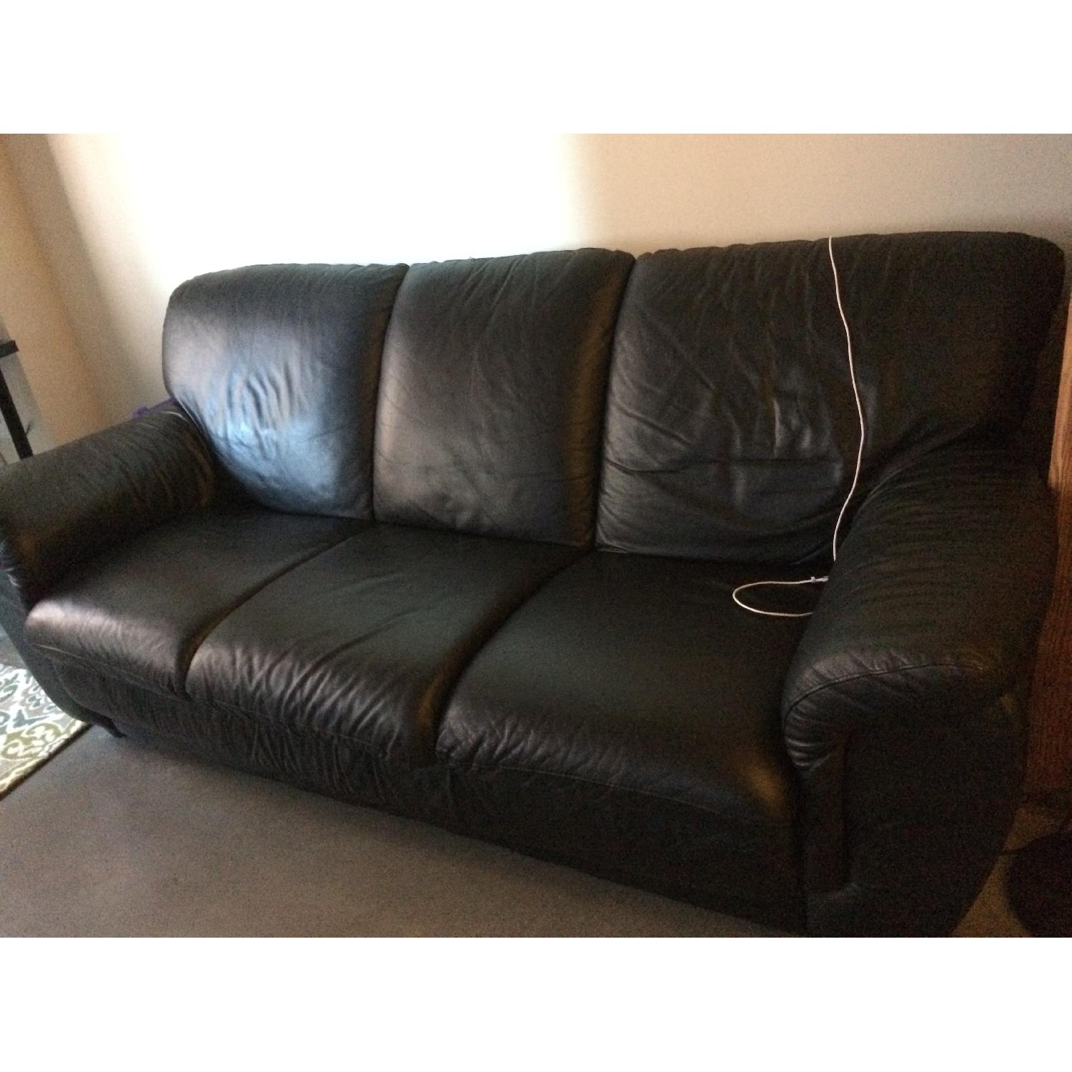 Black Leather 3 Seater Couch - image-3
