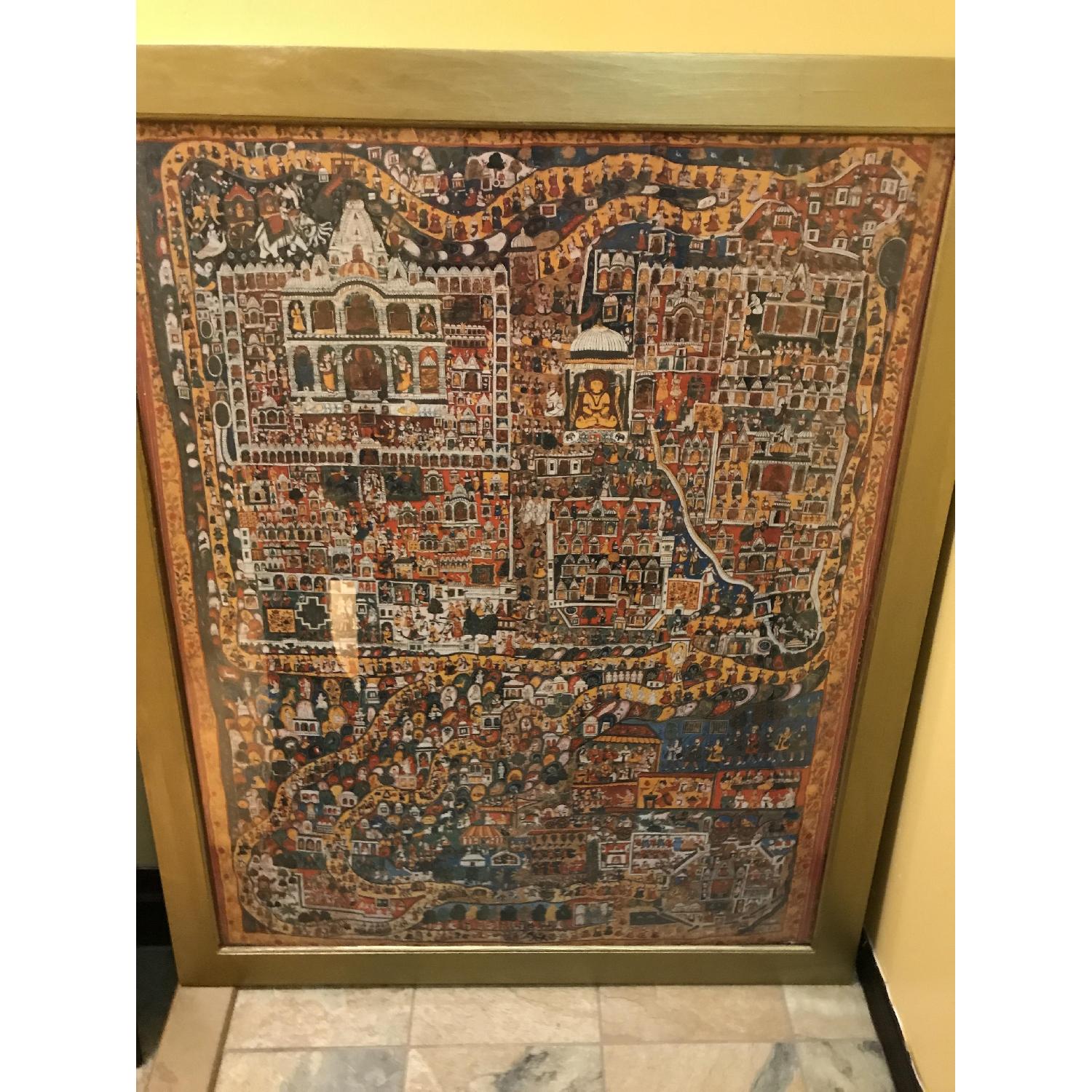 Framed Gold Indian Pata Painting Print - image-1