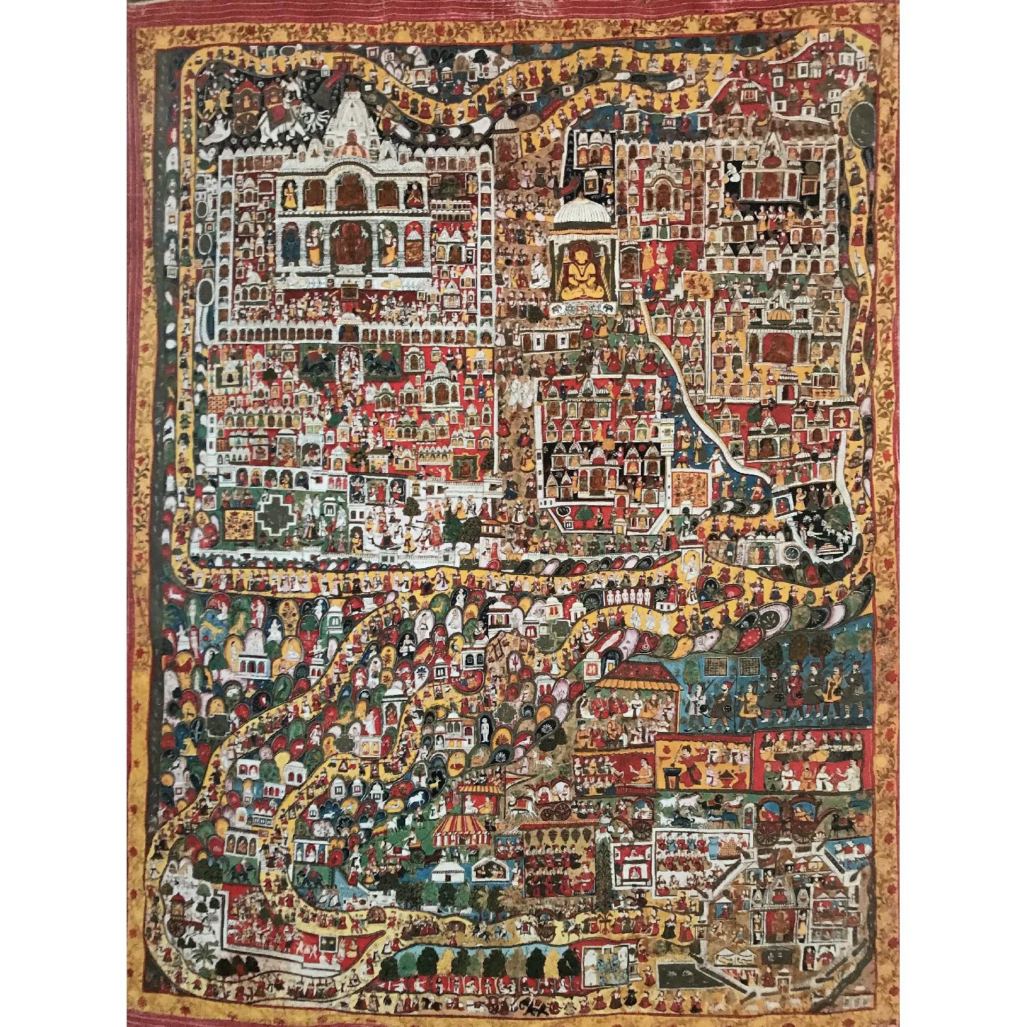 Framed Gold Indian Pata Painting Print - image-2