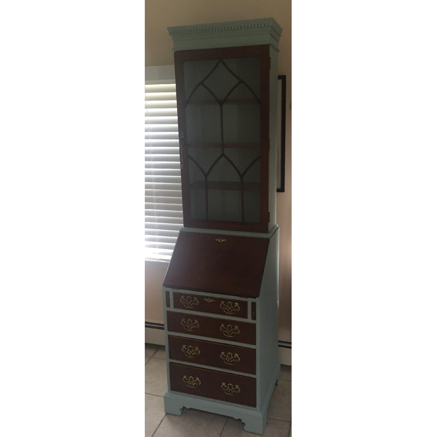 Vintage Sea Green Ladies Secretary Desk - image-1