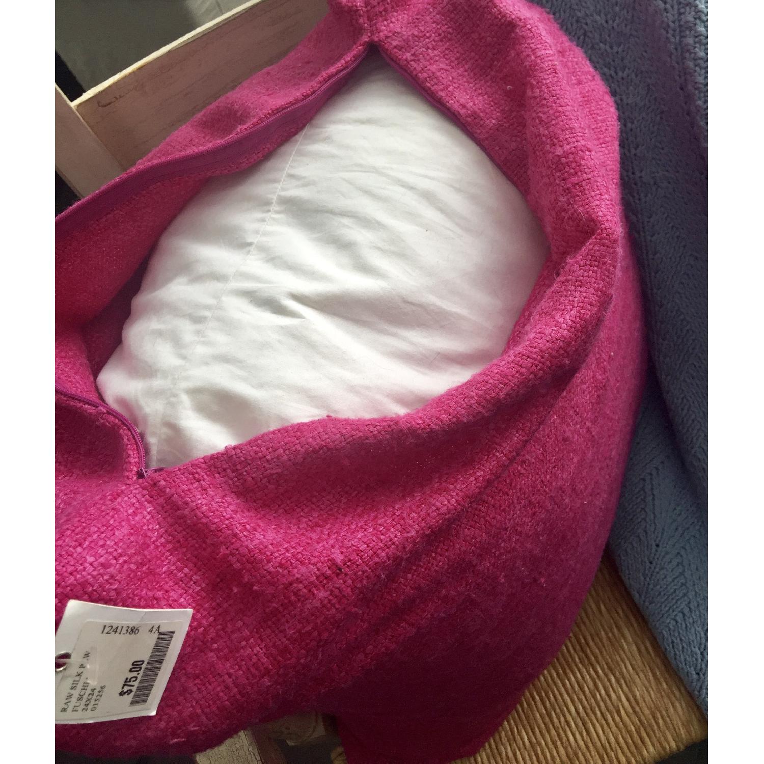Ralph Lauren Fuchsia Silk Pillow Cover w/ Feather Insert - image-3