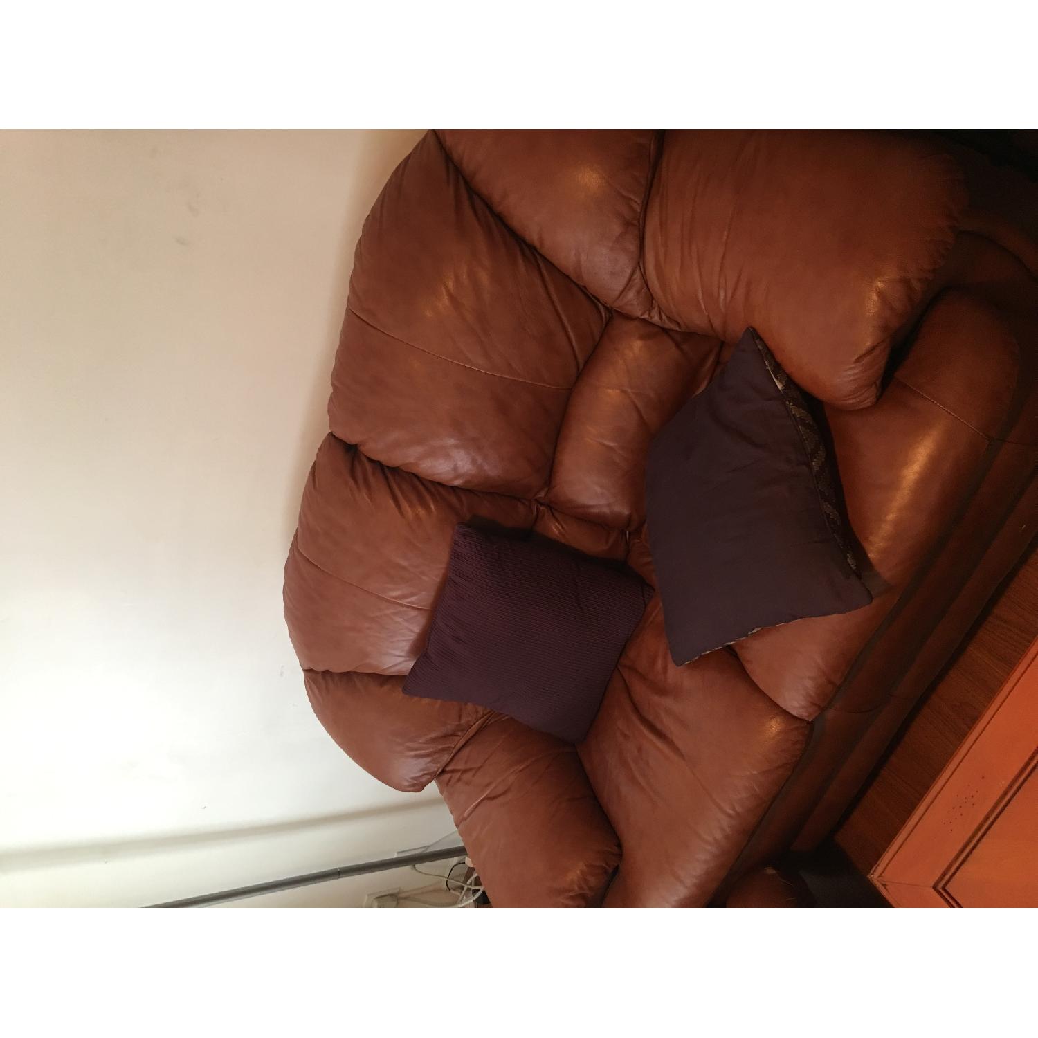 Raymour & Flanigan Leather Recliner Sofa + Loveseat - image-1