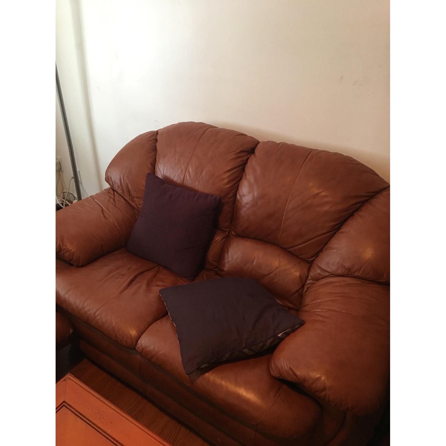 Raymour & Flanigan Leather Recliner Sofa + Loveseat - image-3