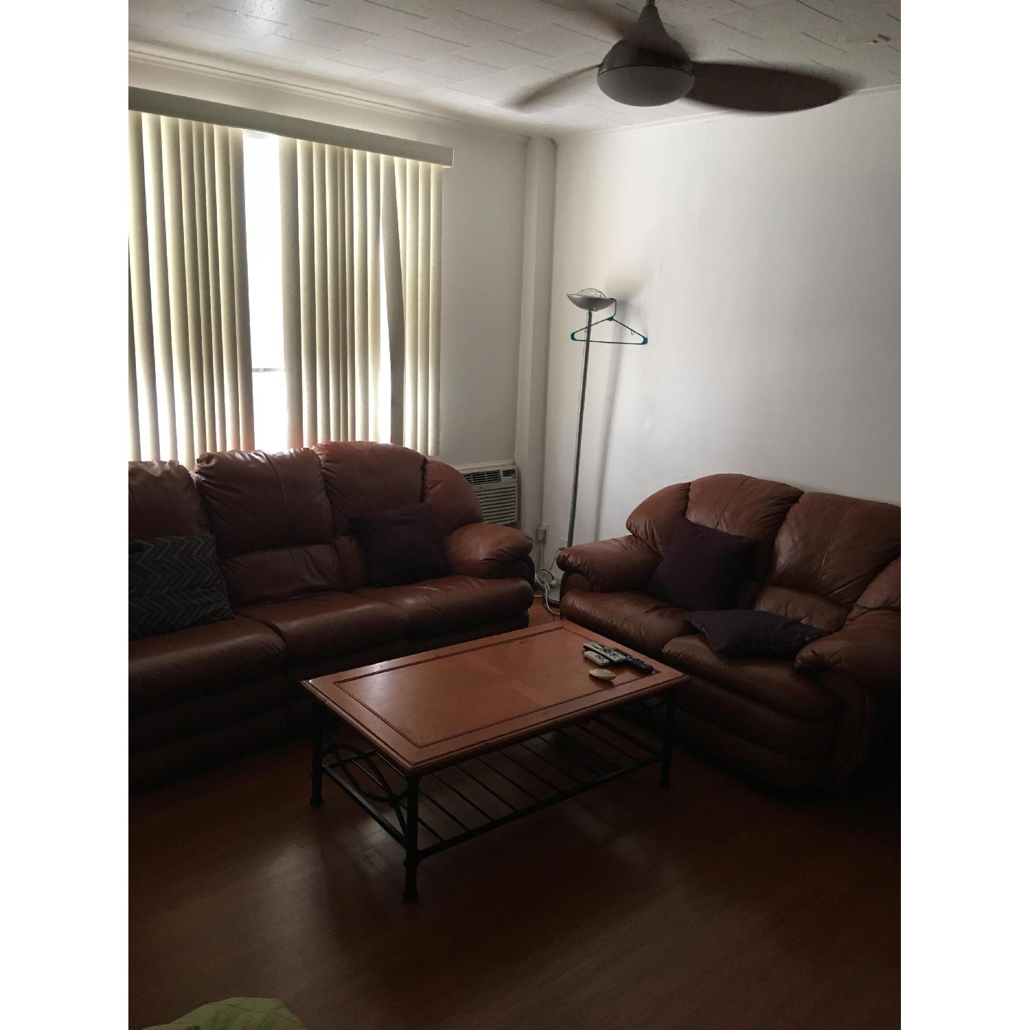Raymour & Flanigan Leather Recliner Sofa + Loveseat - image-4