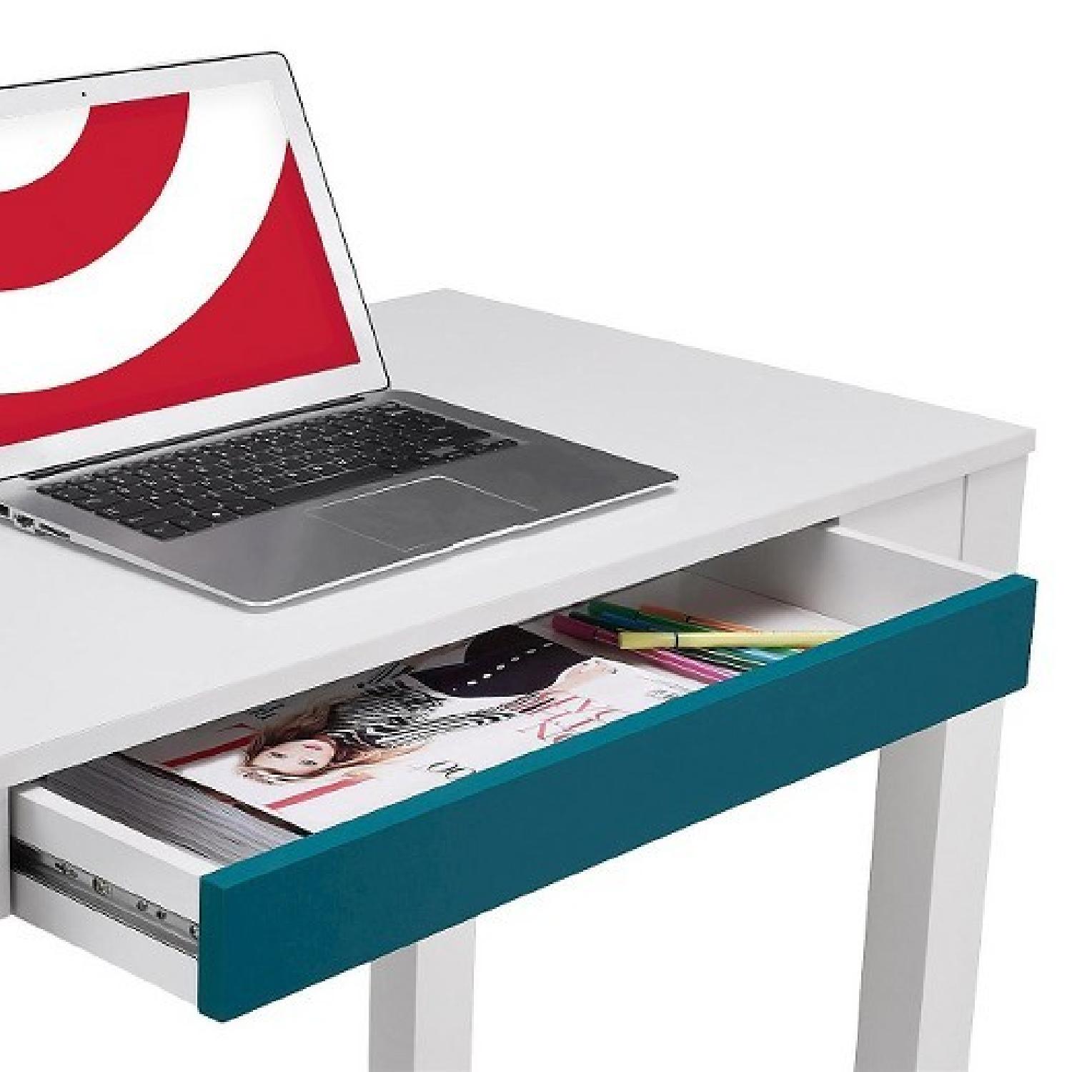 Target Ameriwood White Desk w/ Blue Drawer - image-1