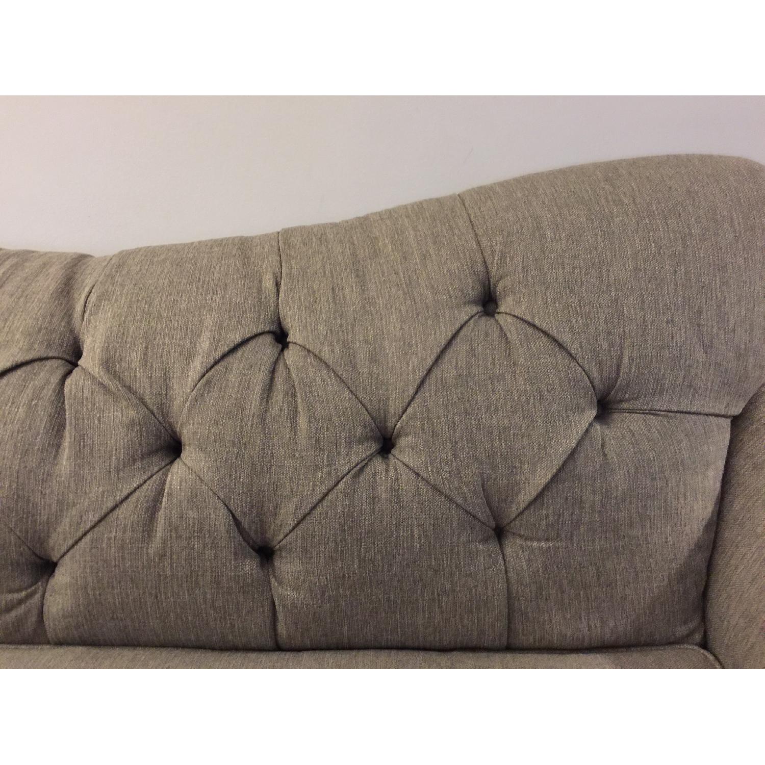 Linen Button Tufted Roll Arm Sofa - image-5