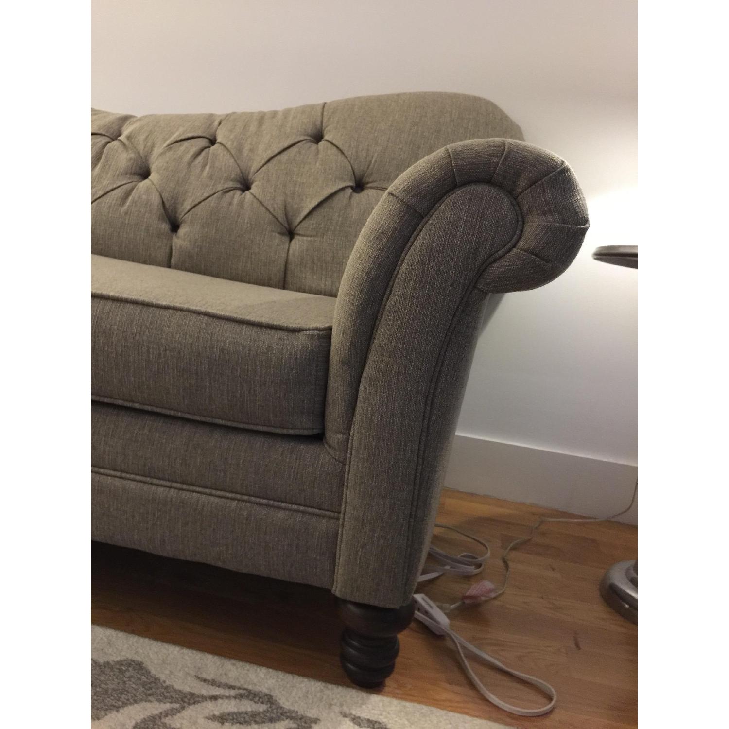 Linen Button Tufted Roll Arm Sofa - image-6