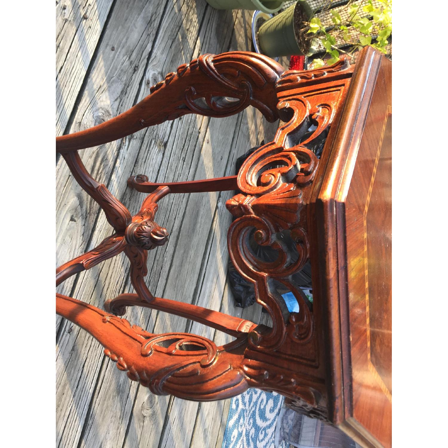 Antique Carved Side Table w/ Inlay - image-4