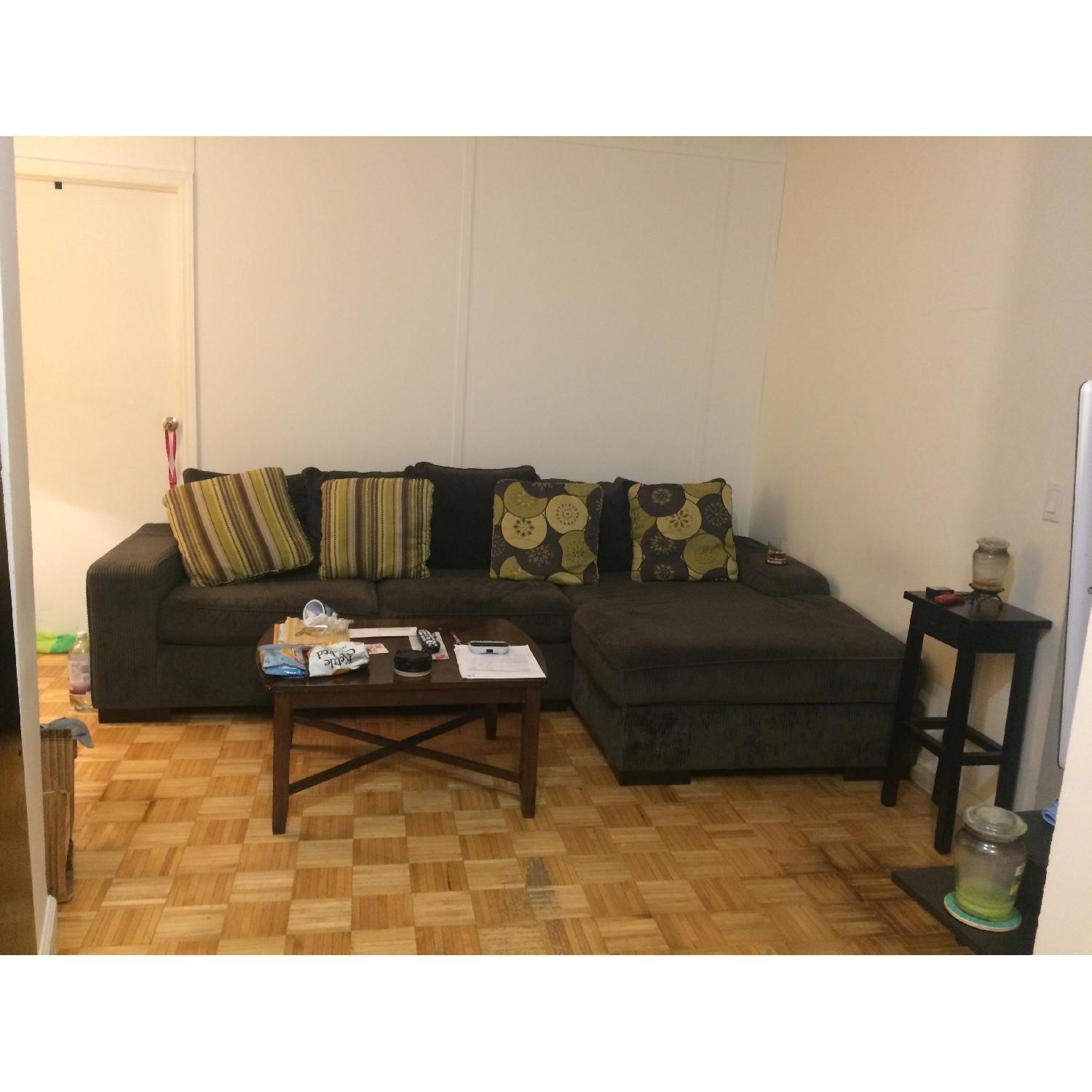 Green Sectional Sofa w/ Removable Chaise - image-1