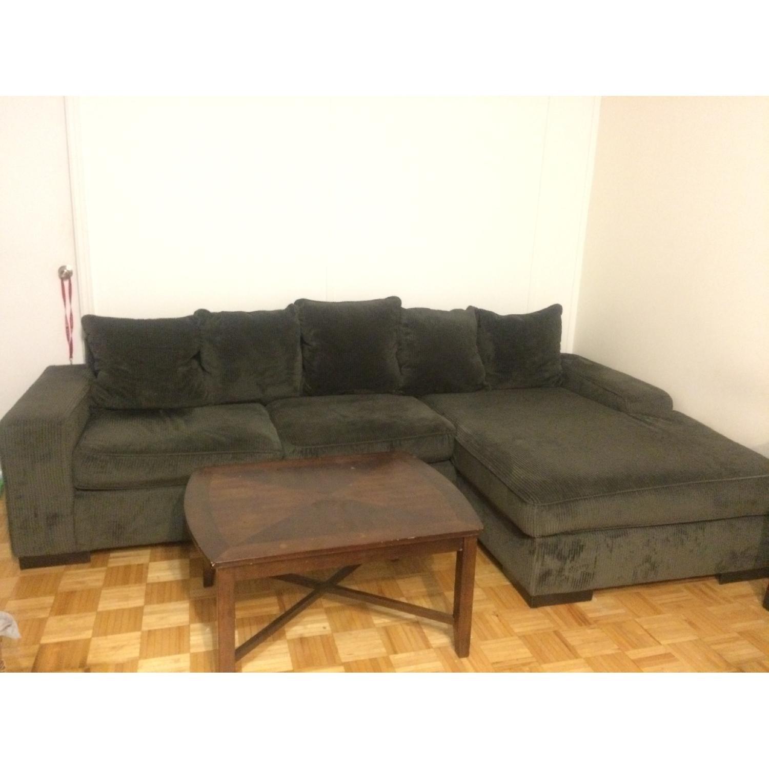 Green Sectional Sofa w/ Removable Chaise - image-2