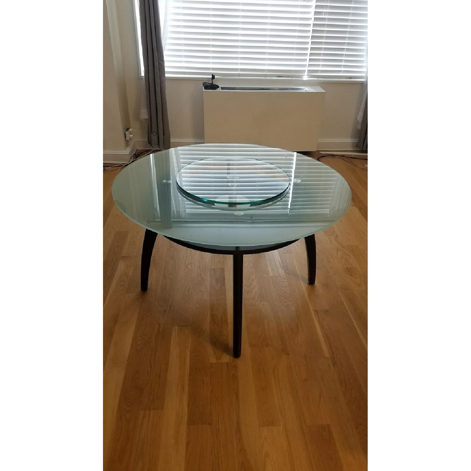 Modern Glass Dining Table w/ Lazy Susan - image-1