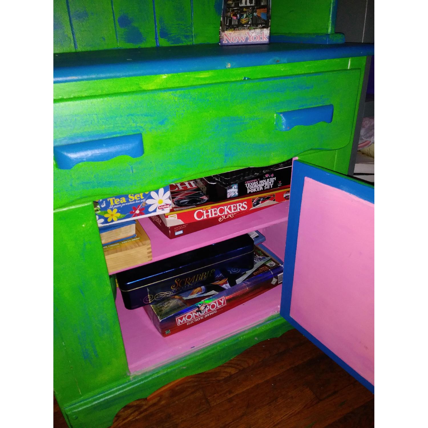 Vintage Farmhouse Sea Foam Green Farm Cabinet - image-4