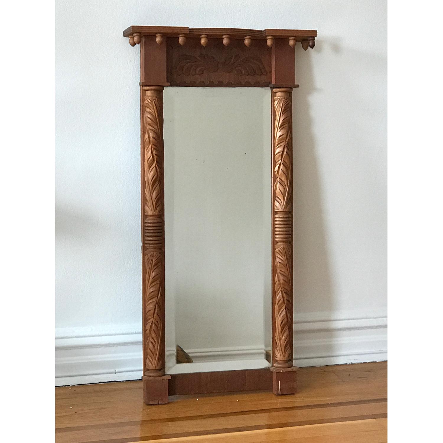 Carved Wood Bevel-Edged Wall Mirror - image-1