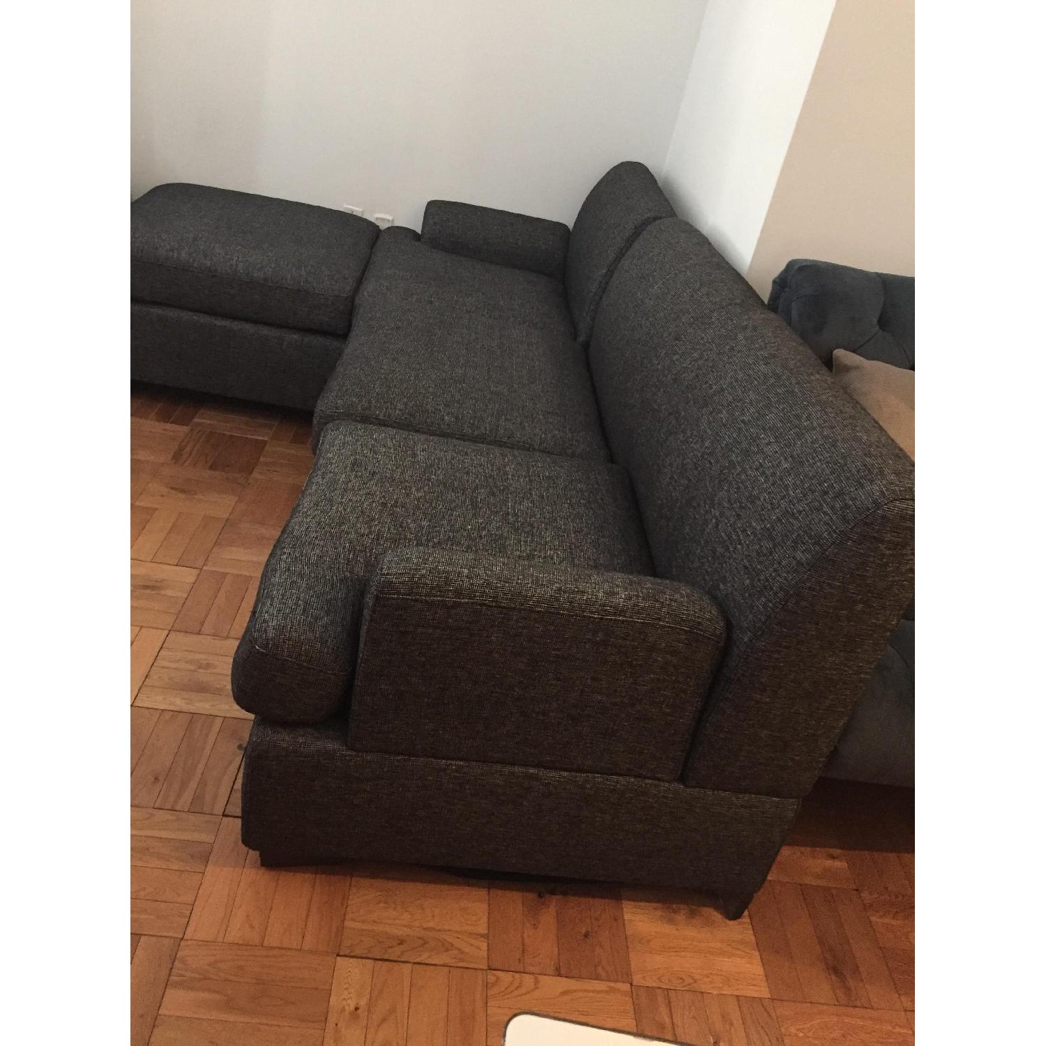 Modern Grey Textured Sectional Sofa w/ Chaise - image-1