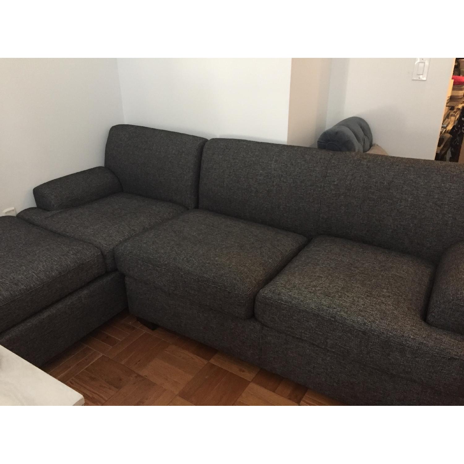 Modern Grey Textured Sectional Sofa w/ Chaise - image-2
