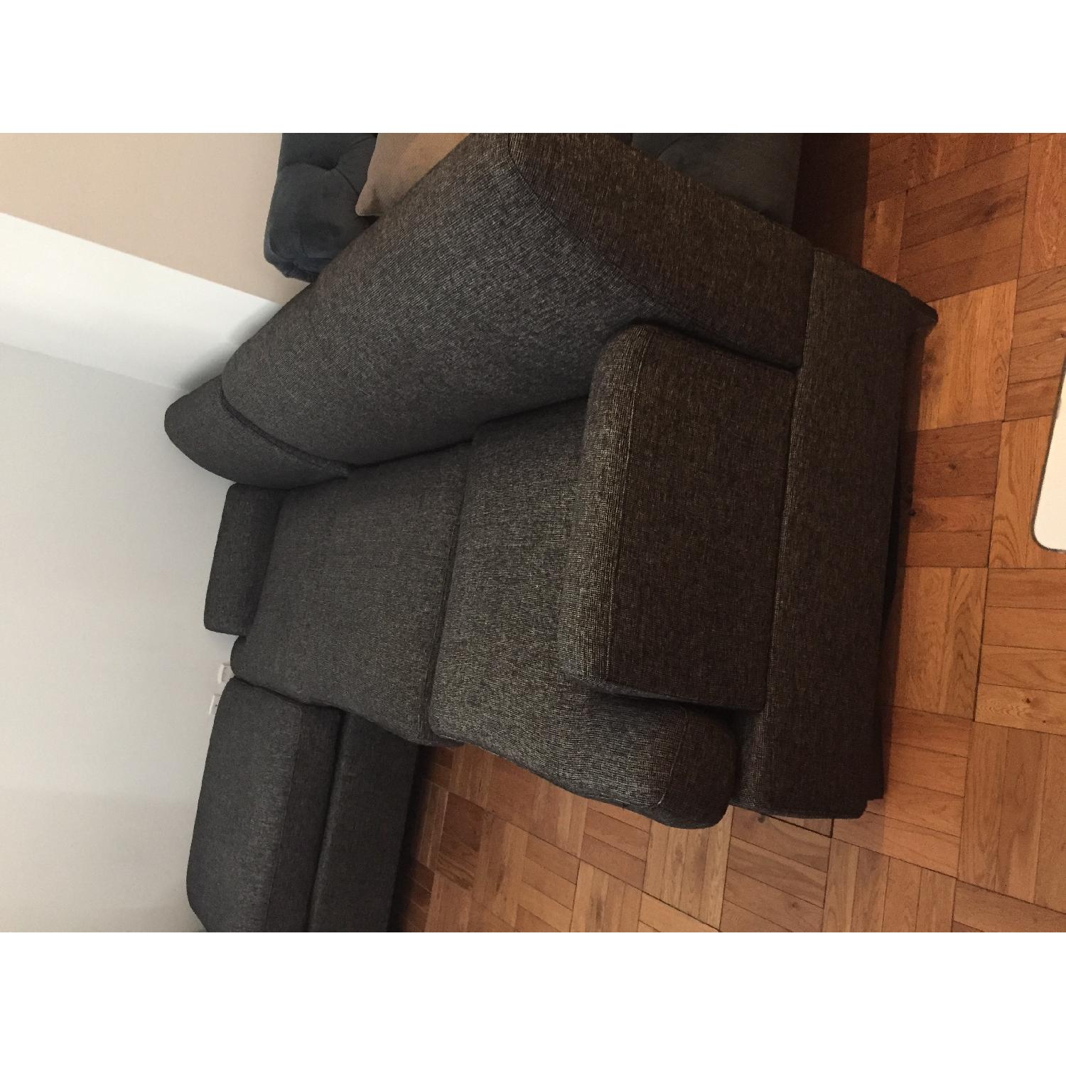 Modern Grey Textured Sectional Sofa w/ Chaise - image-3