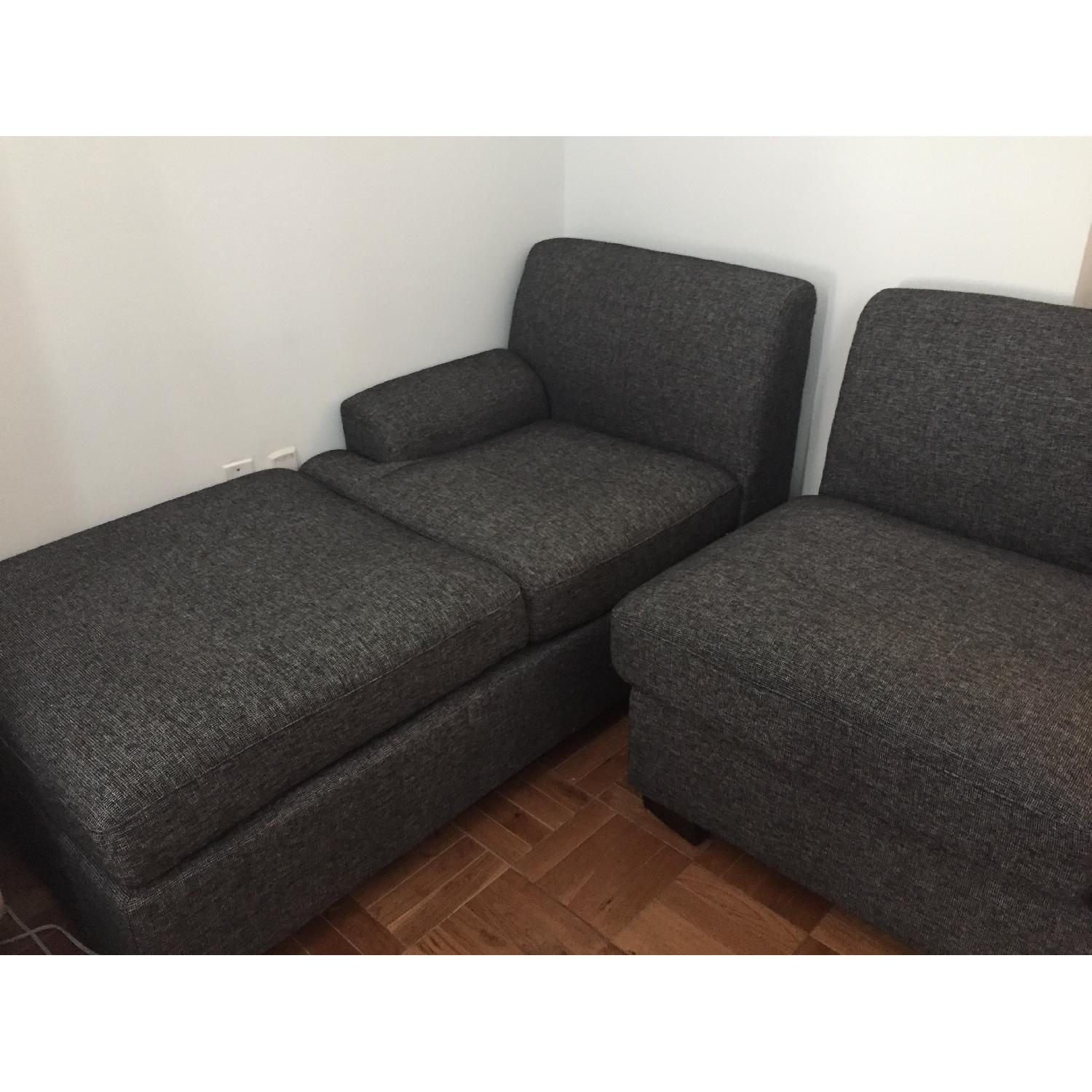Modern Grey Textured Sectional Sofa w/ Chaise - image-8