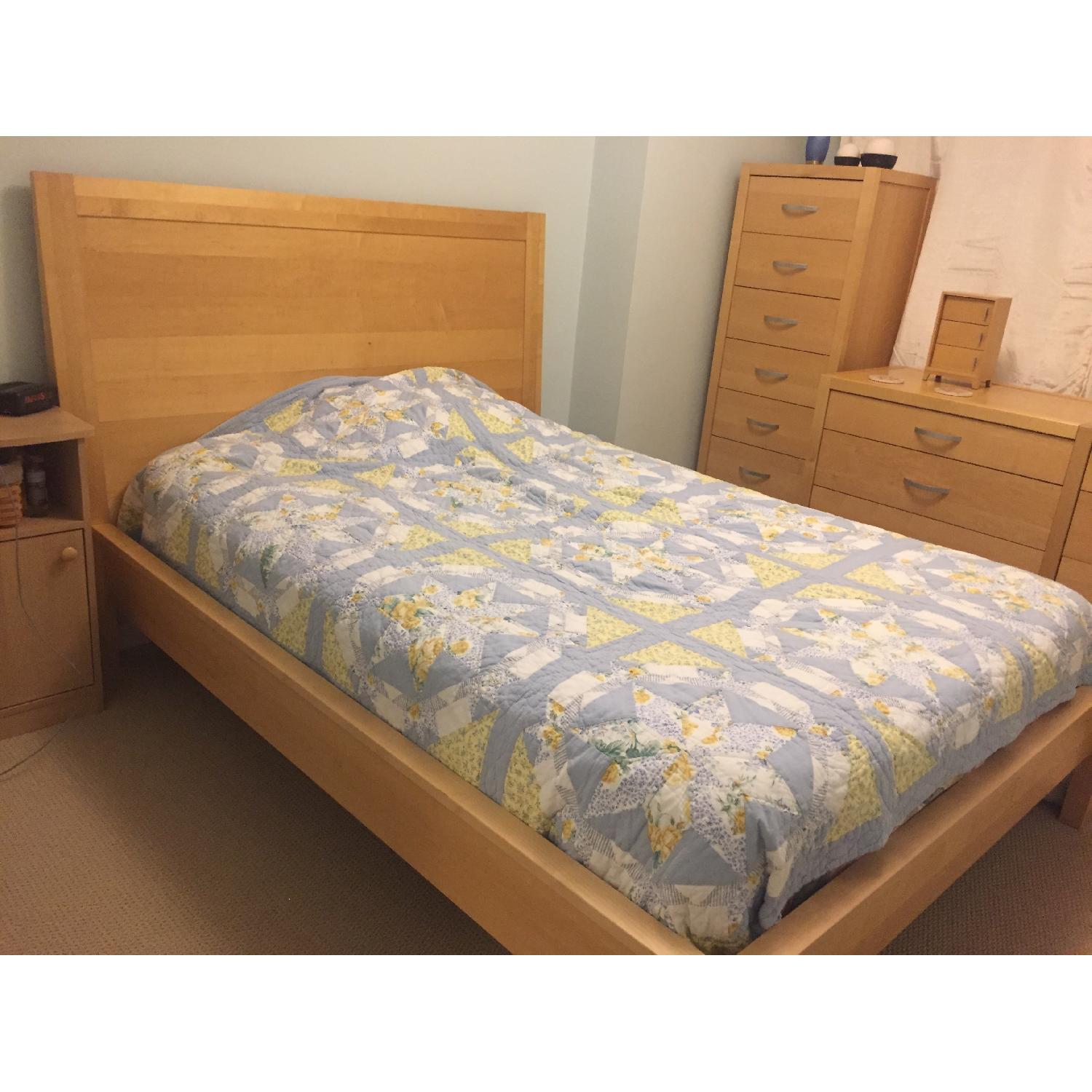 The Door Store Natural Wood Platform Bed Frame w/ Headboard - image-1