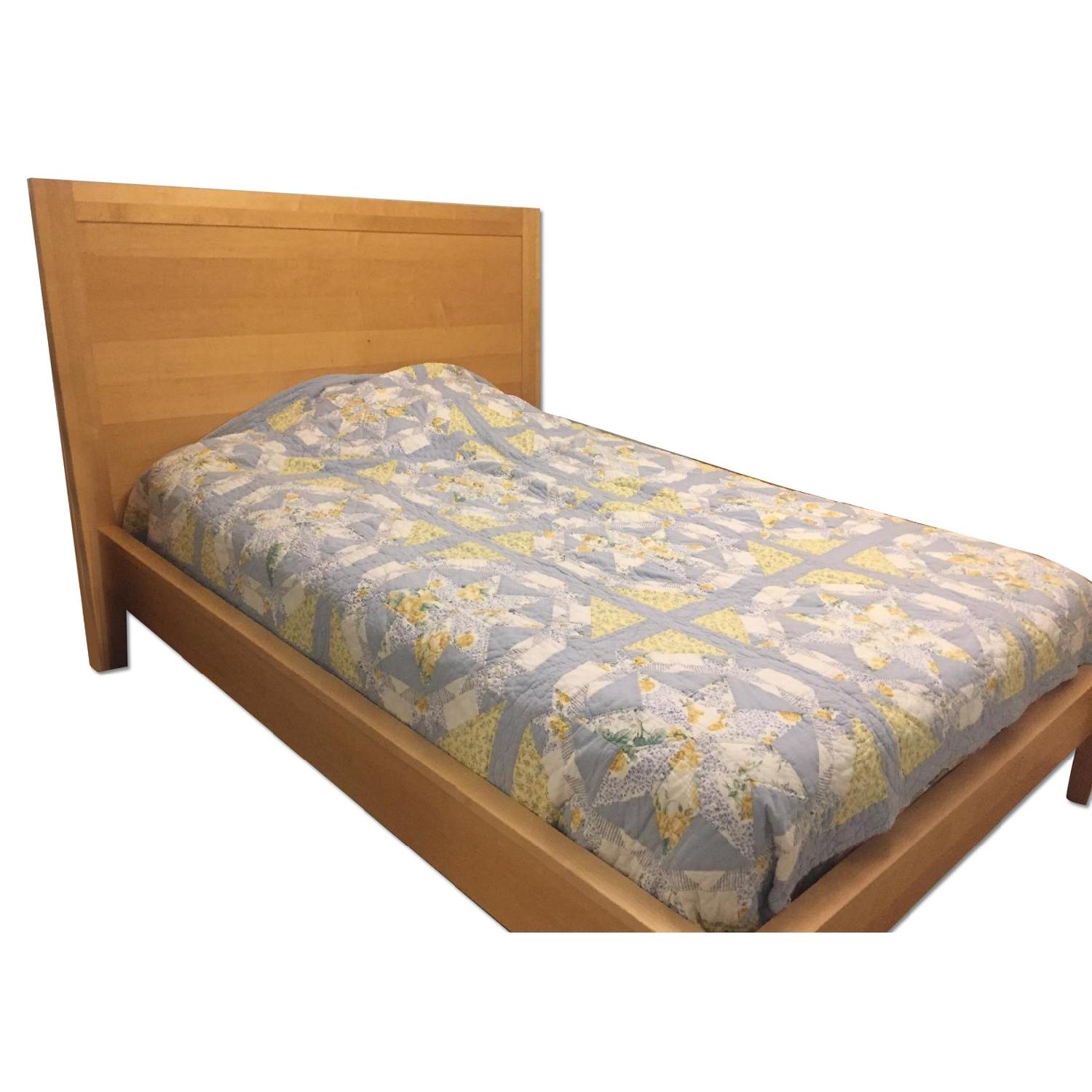 The Door Store Natural Wood Platform Bed Frame w/ Headboard - image-0
