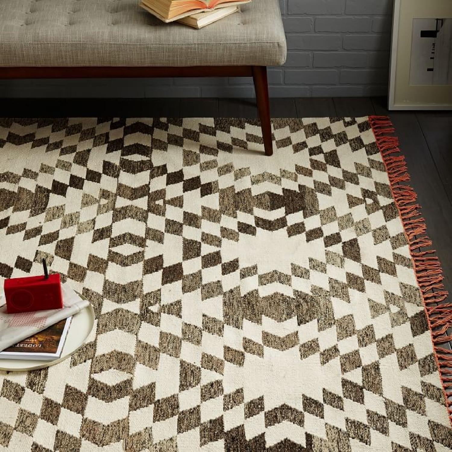 West Elm Palmette Chenille Wool Kilim Rug in Iron - image-3