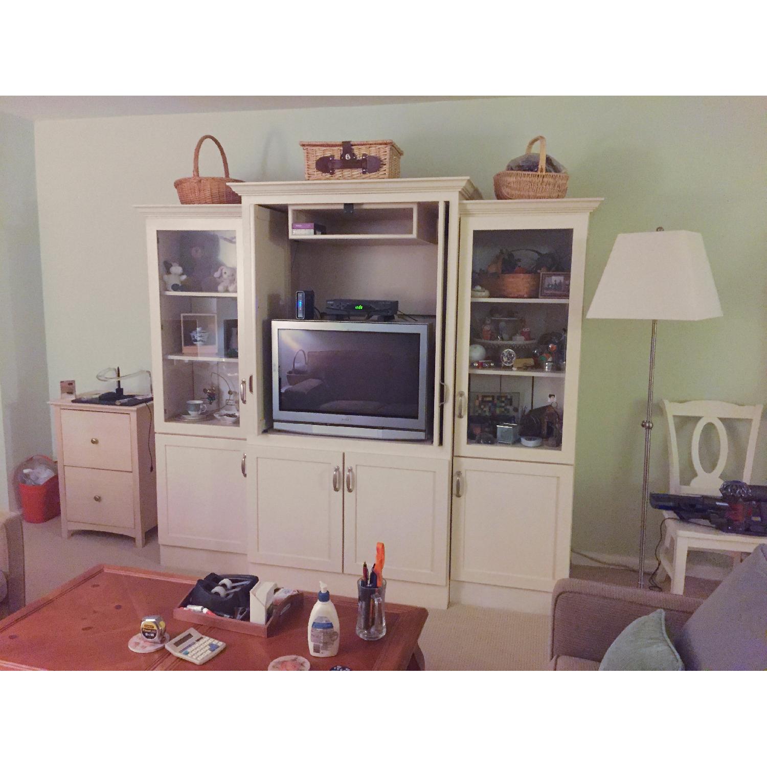Maple Wood  Entertainment Unit in Cream Glaze - image-1