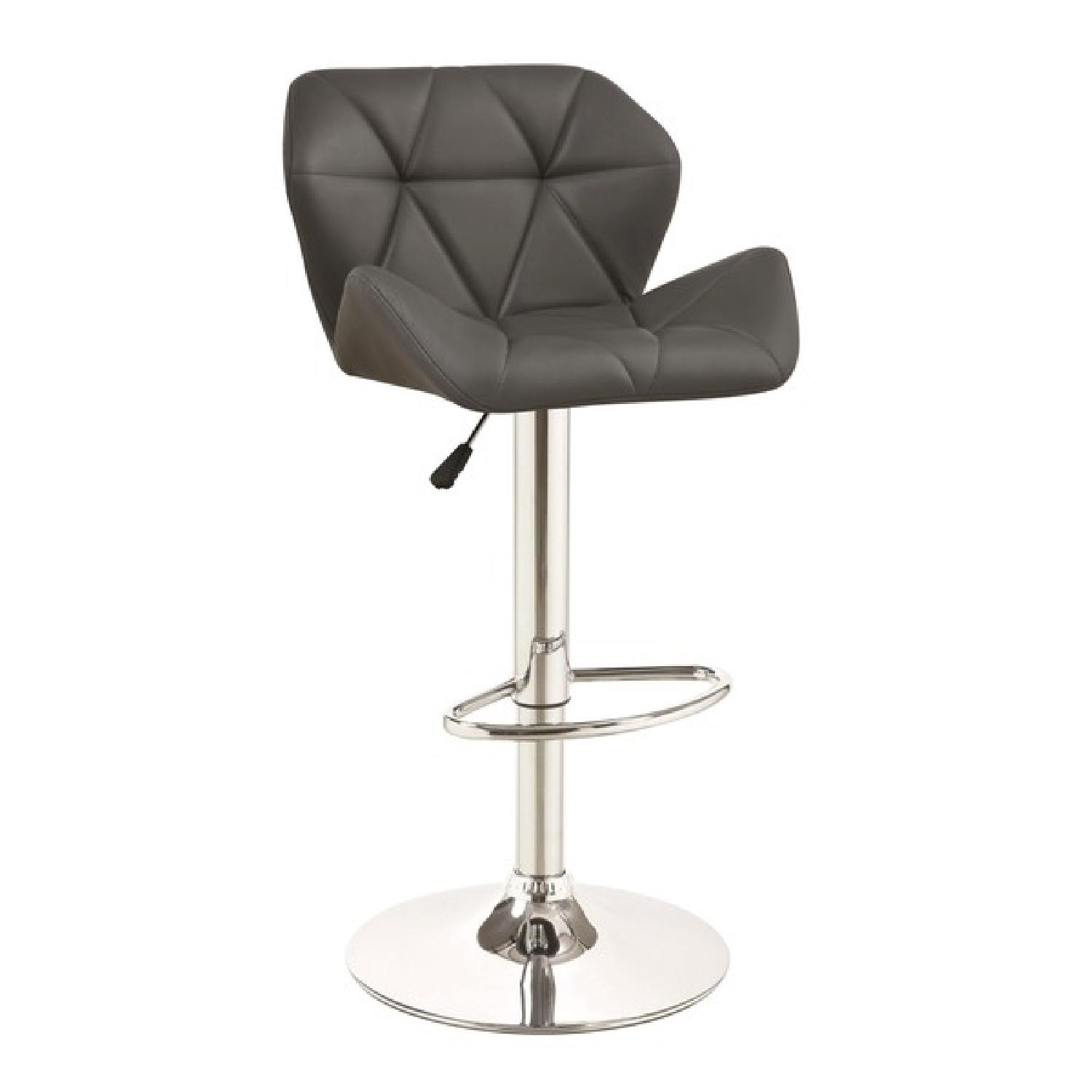Adjustable Gray Leather Bar Stool AptDeco