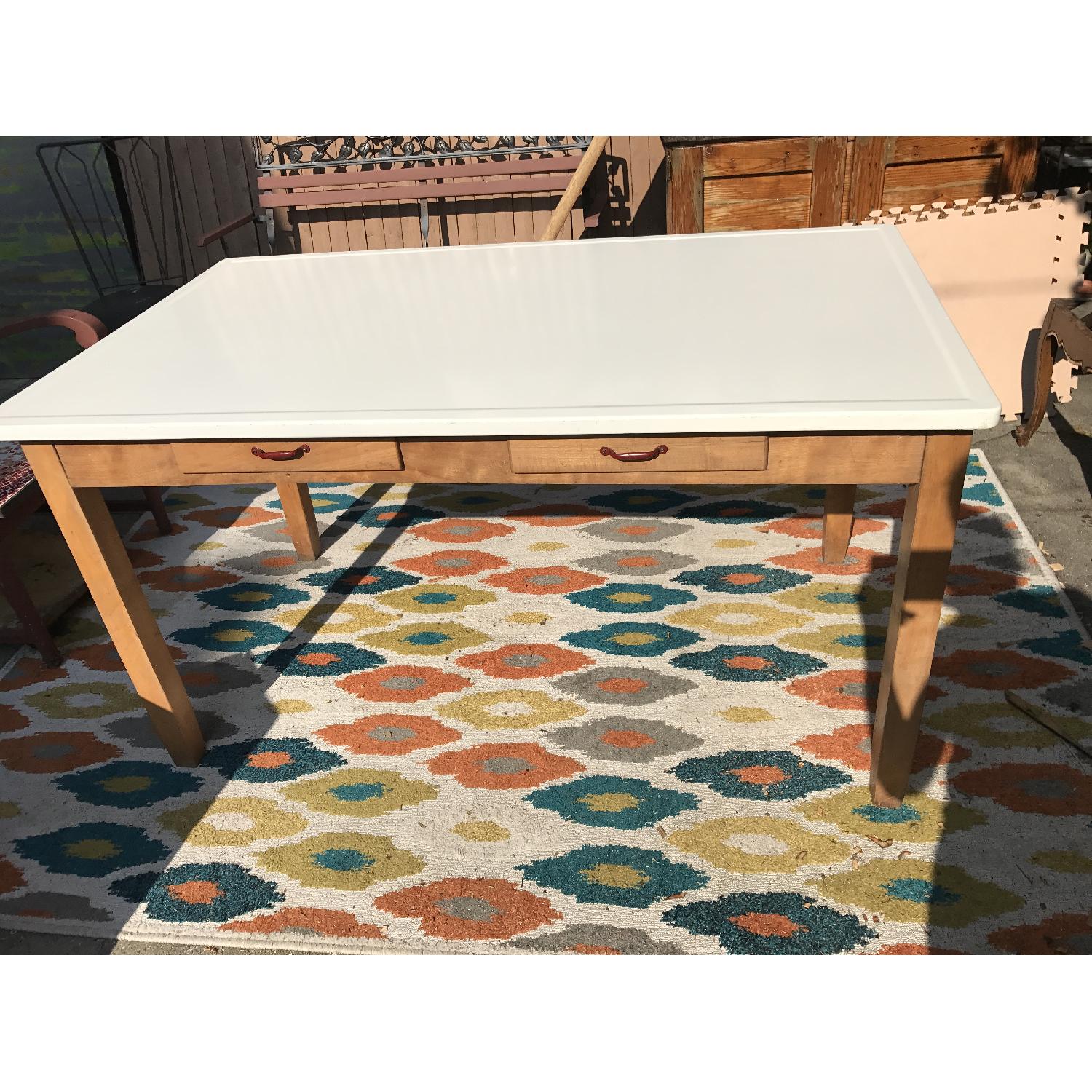 Curtiss & Son Vintage Porcelain Enamel Top Dining Table/Desk - image-1