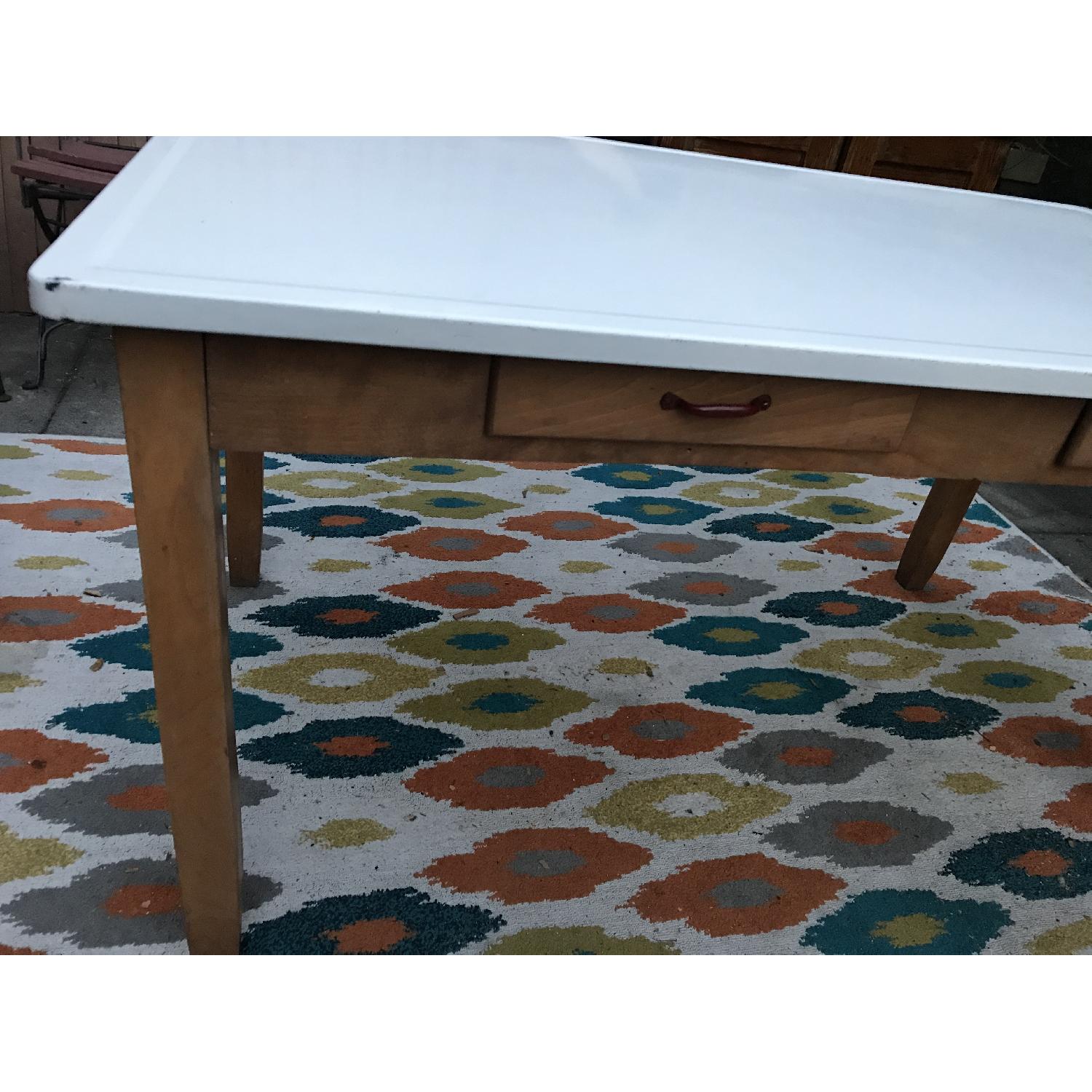 Curtiss & Son Vintage Porcelain Enamel Top Dining Table/Desk - image-2