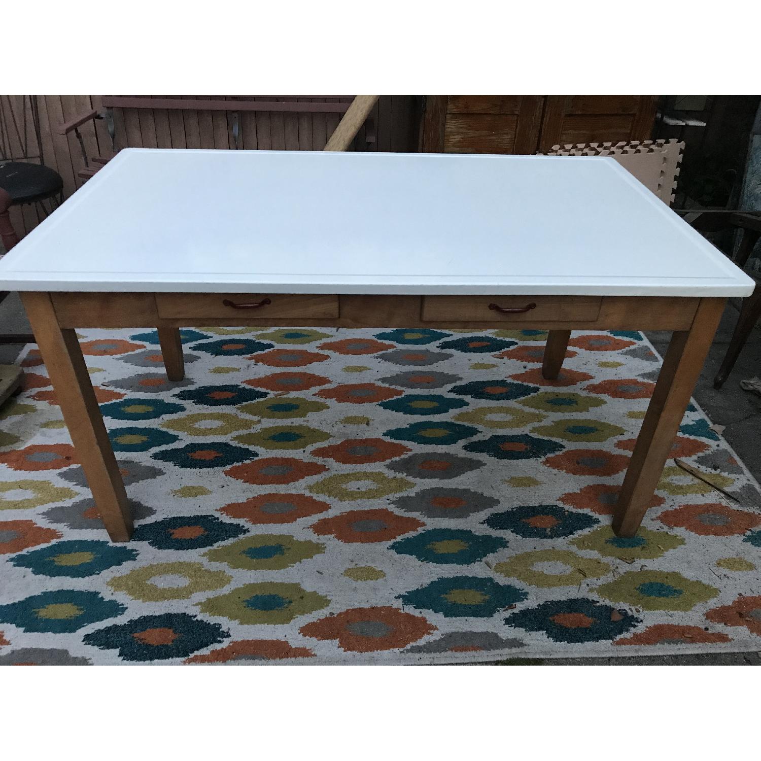 Curtiss & Son Vintage Porcelain Enamel Top Dining Table/Desk - image-3