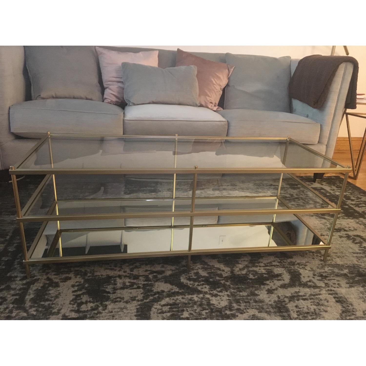 West Elm Terrace Glass & Brass Coffee Table - image-1