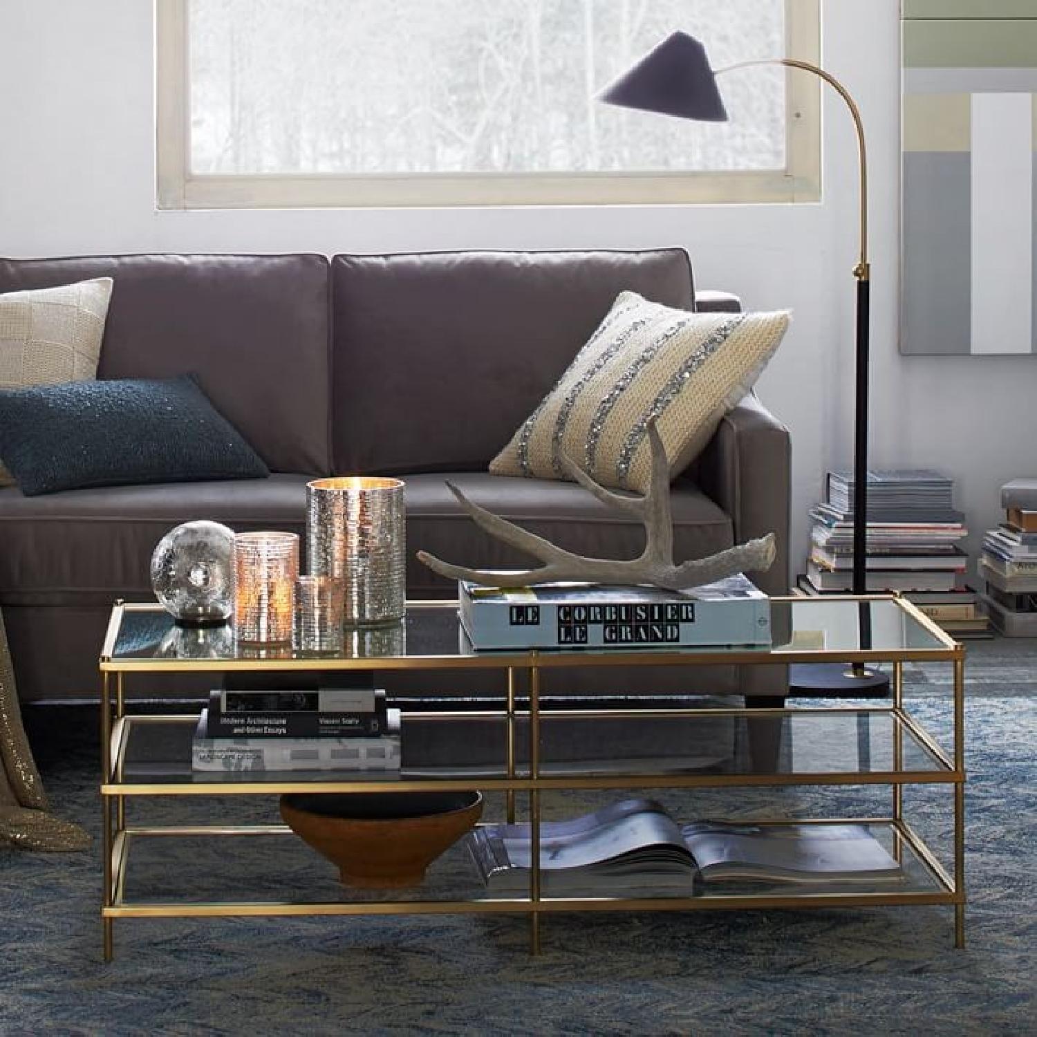 West Elm Terrace Glass & Brass Coffee Table - image-2