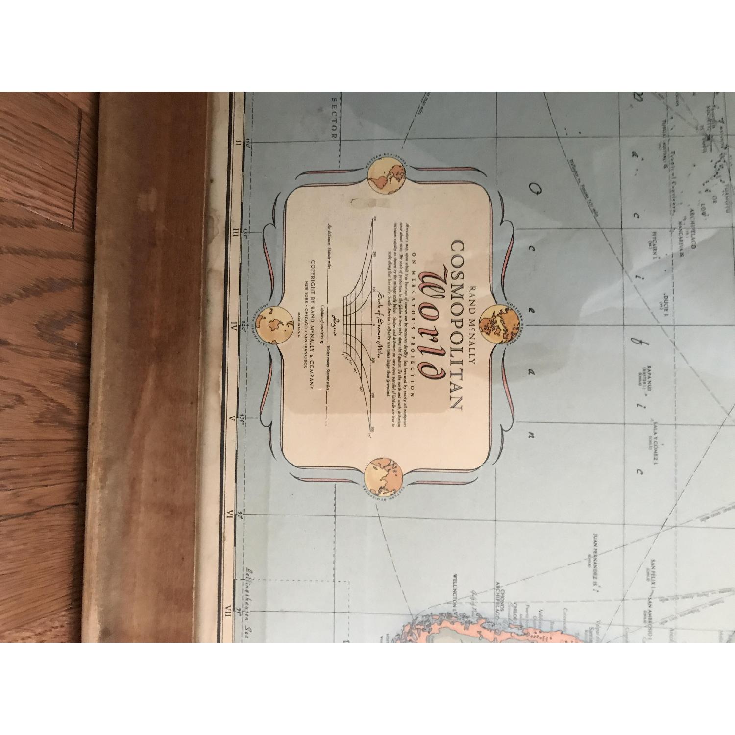 Antique World Map in Wood & Glass Frame - image-5