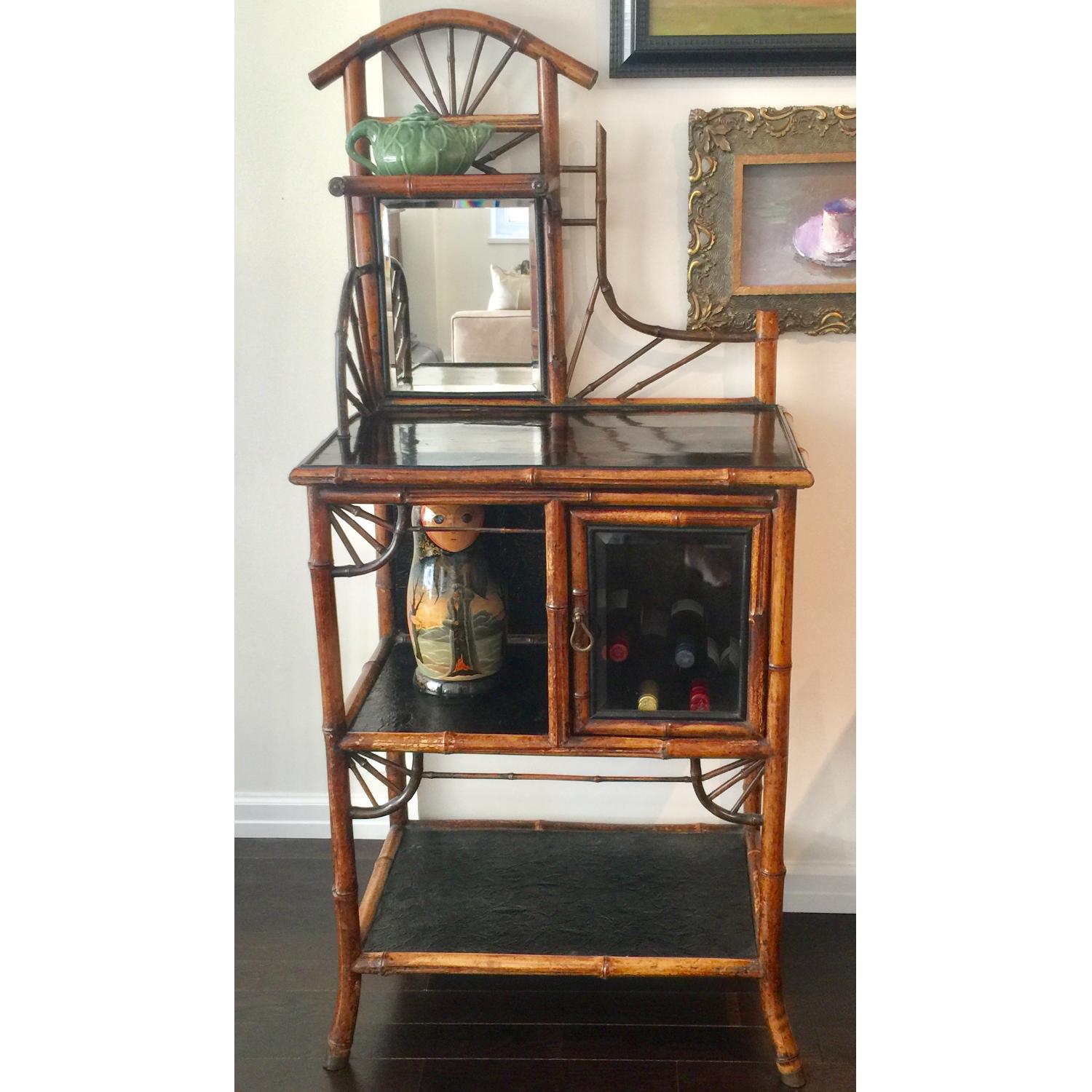 Antique English Cabinet wi/ Beveled Mirror - image-1
