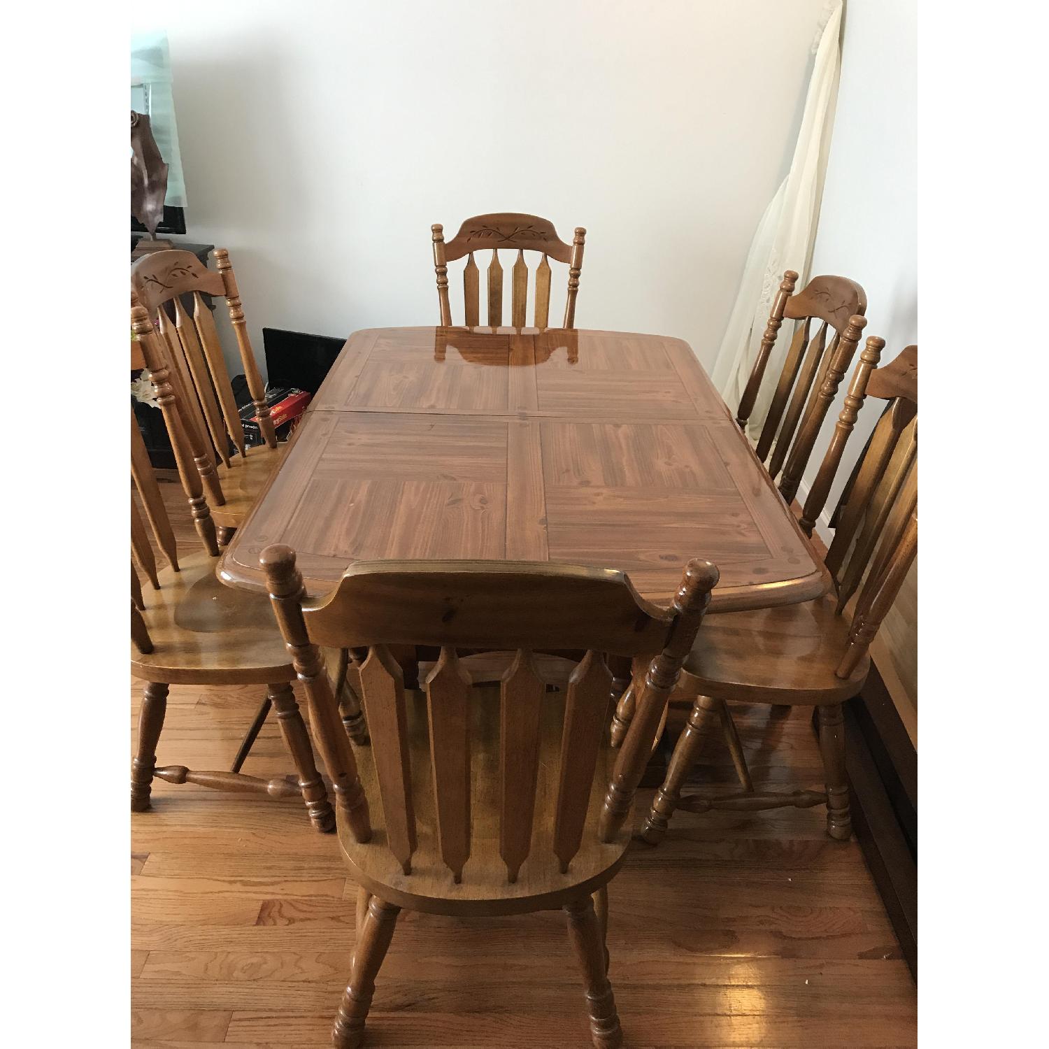 Cherry Wood Dining Room Table w/ 6 Chairs - image-1