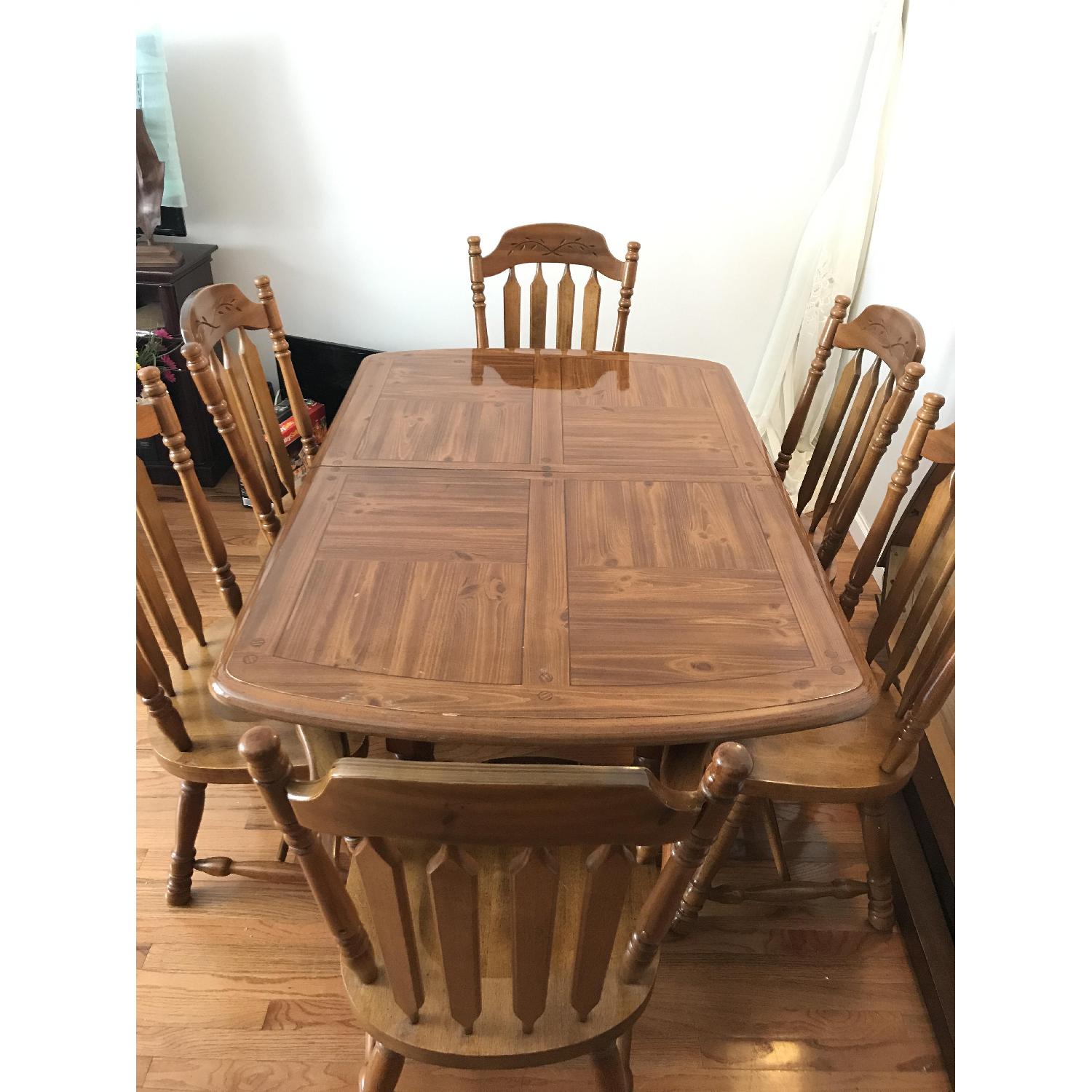 Cherry Wood Dining Room Table w/ 6 Chairs - image-3