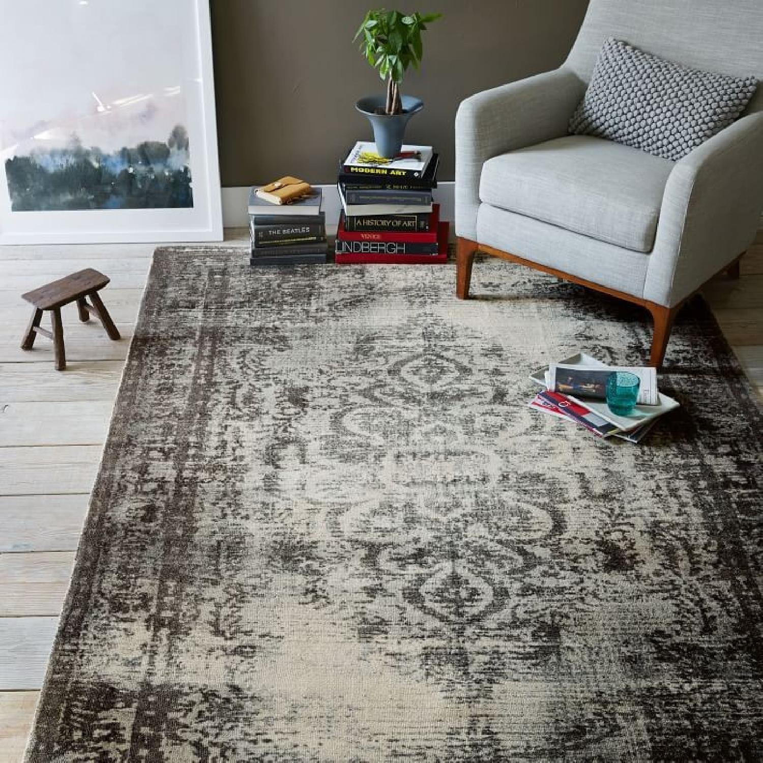 West Elm Distressed Arabesque Wool Rug in Steel - image-3