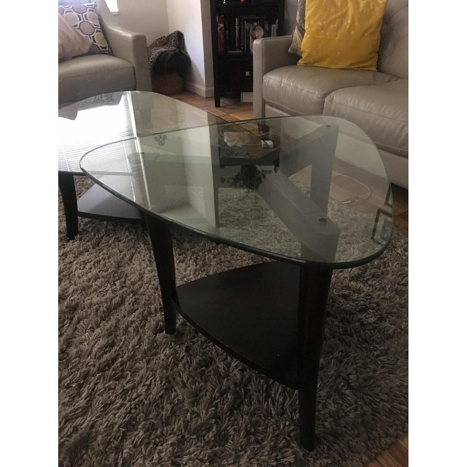 Macy's Glass Cocktail Table +2 End Tables AptDeco
